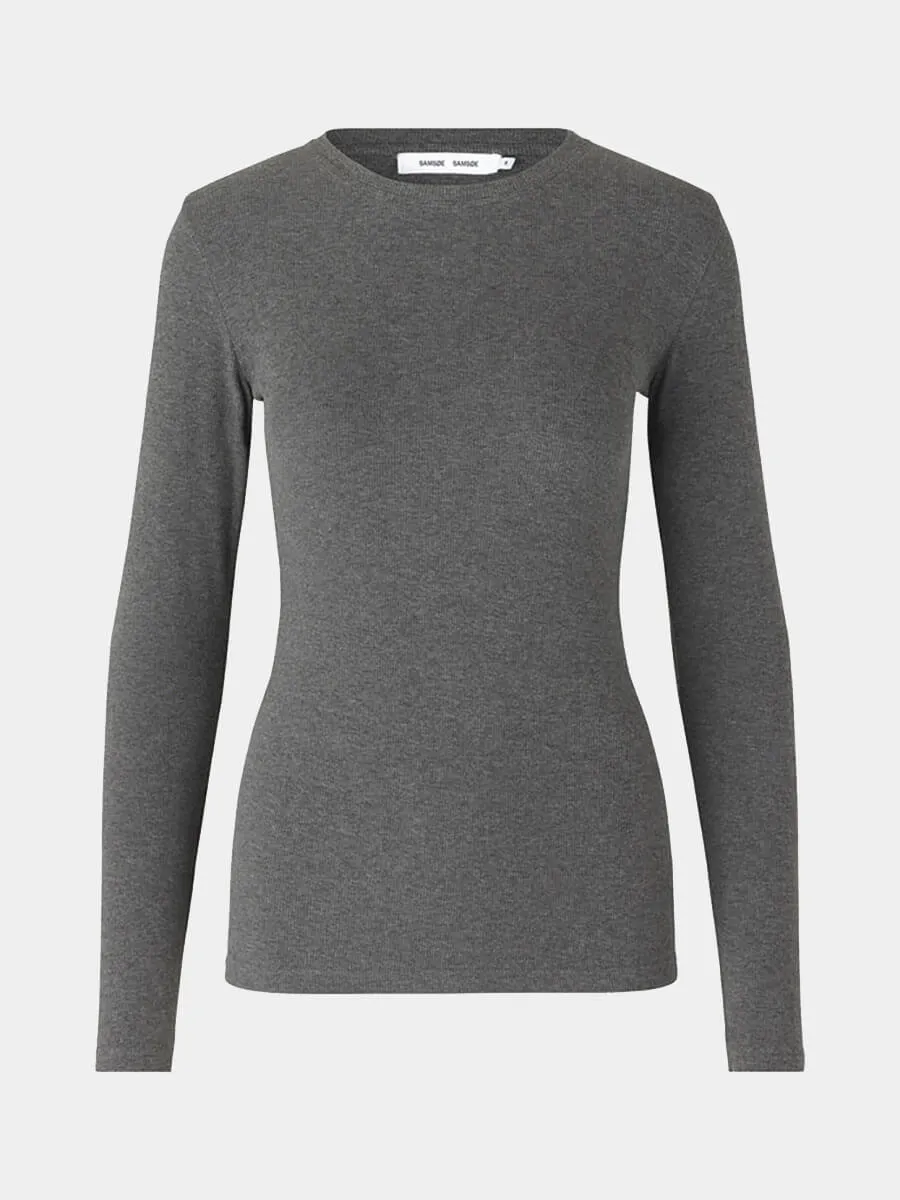 Alexa Long Sleeve Tee - Dark Grey Melange