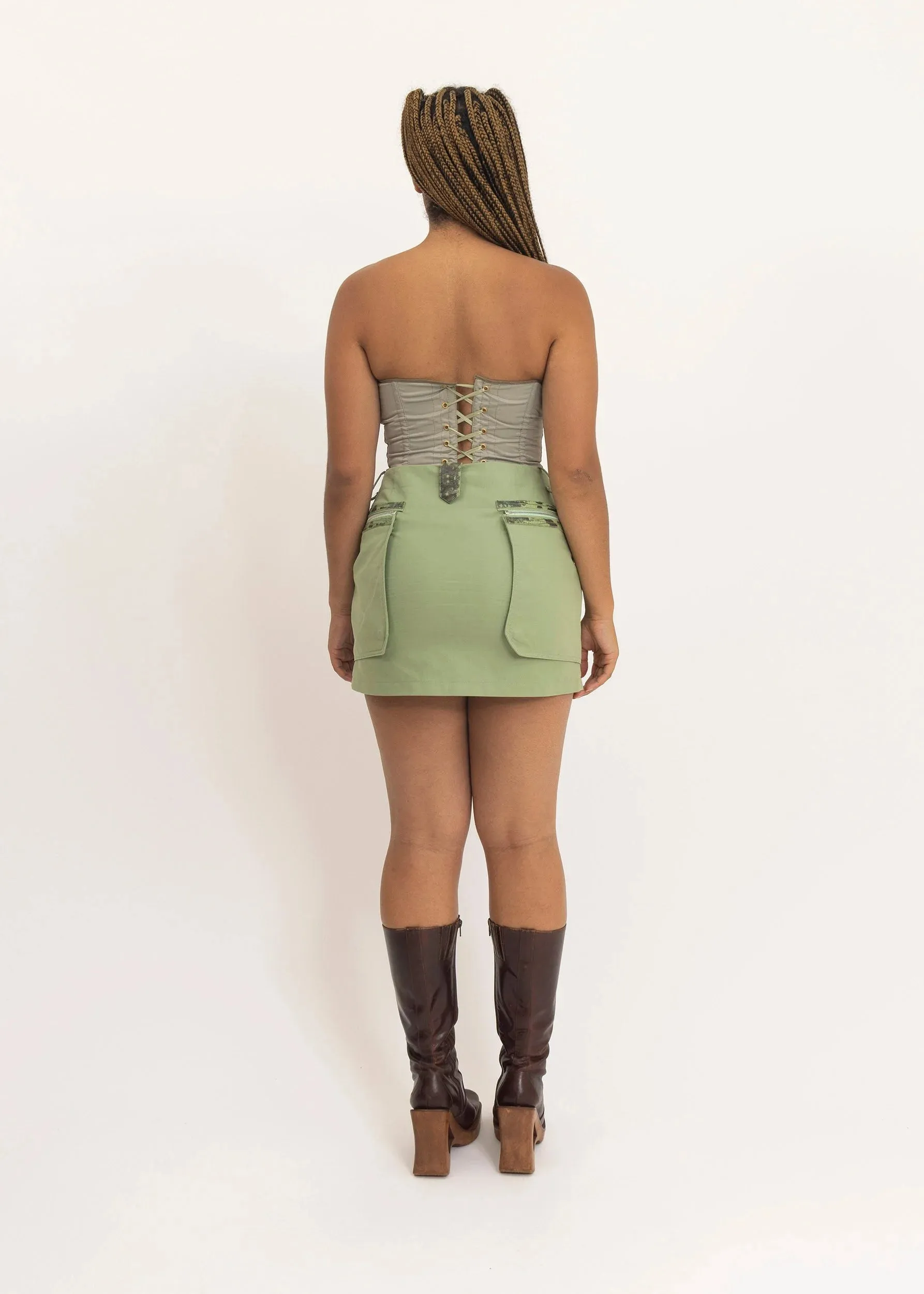 Alligator trim cargo mini skirt