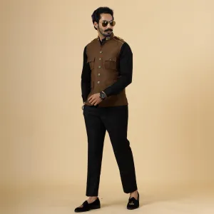 Almond Brown Semi-Hunting Rajputana Jacket