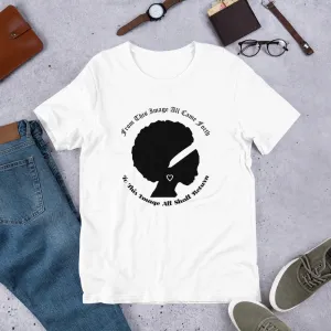Ameeru Premium Afro Origins black text Short-Sleeve Unisex T-Shirt