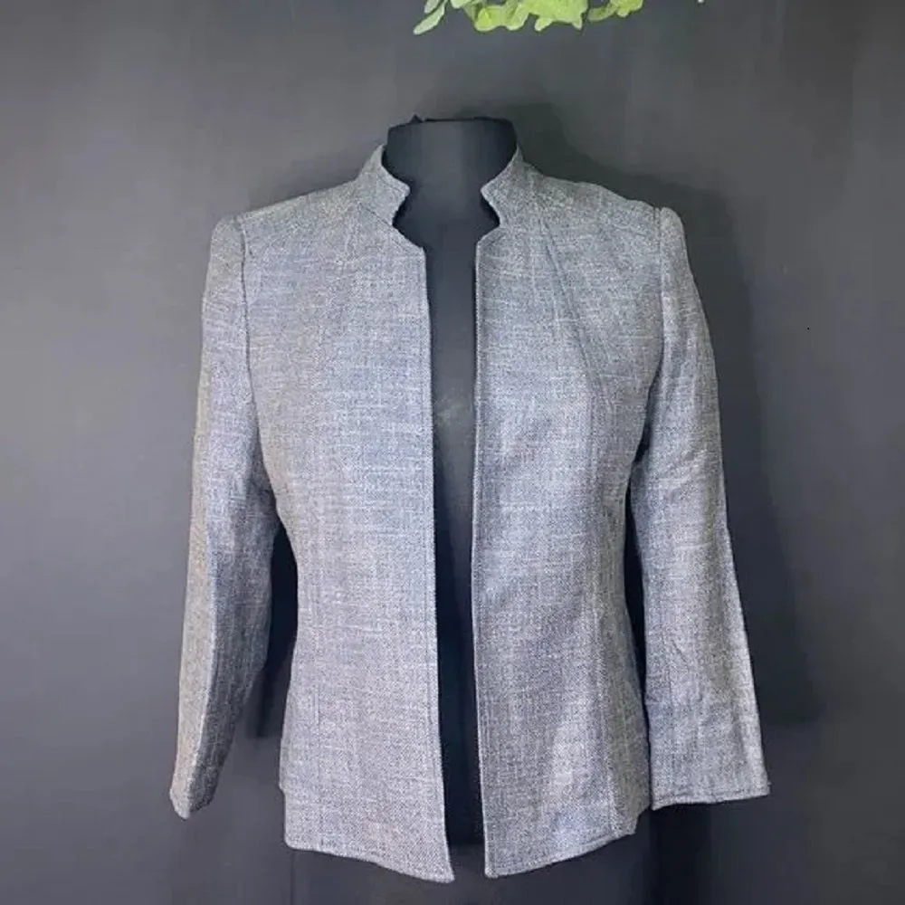 Anne Klein Tweed Stand Collar Crop Jacket, Size 6 - Brown