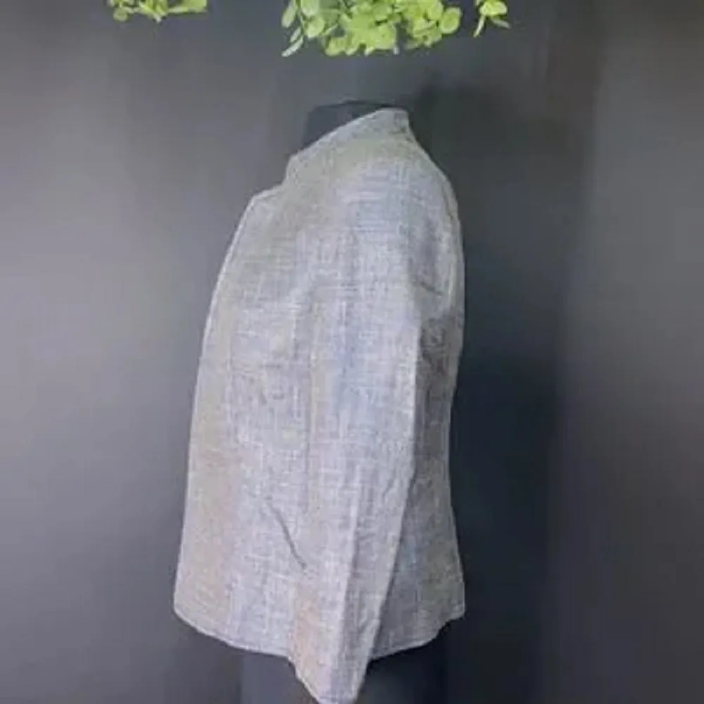 Anne Klein Tweed Stand Collar Crop Jacket, Size 6 - Brown
