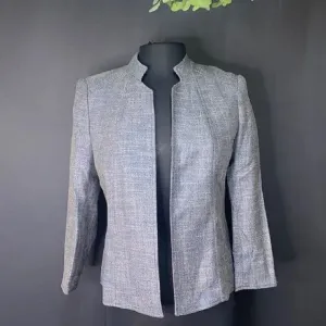 Anne Klein Tweed Stand Collar Crop Jacket, Size 6 - Brown