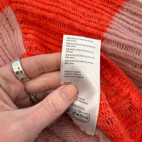 Anthropologie Striped Red and Pink Women's Sweater