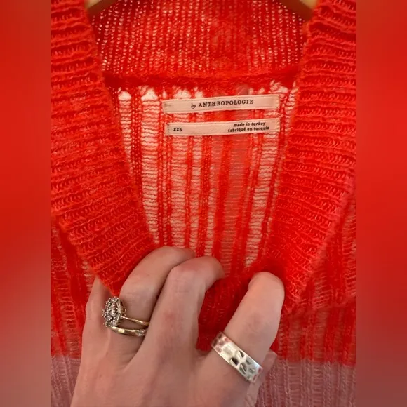 Anthropologie Striped Red and Pink Women's Sweater