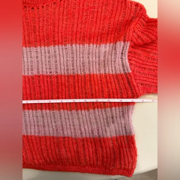 Anthropologie Striped Red and Pink Women's Sweater