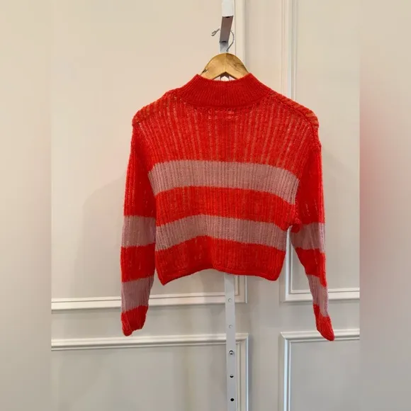 Anthropologie Striped Red and Pink Women's Sweater