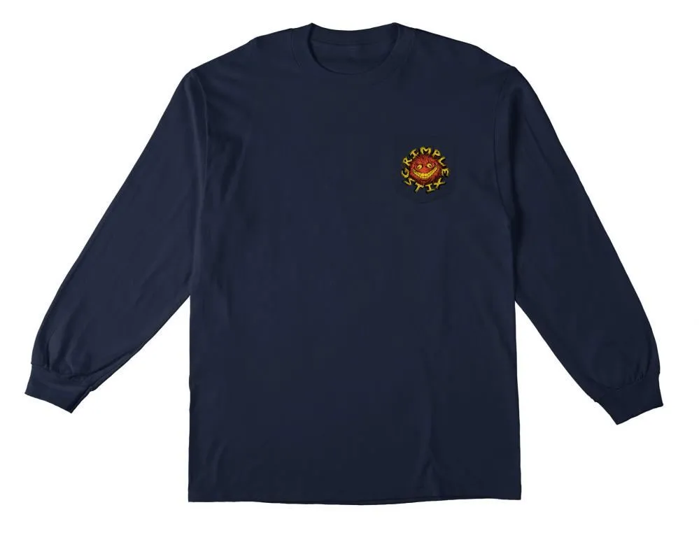 Anti Hero L/S Pocket T-Shirt Grimple Stix - Navy / Multi