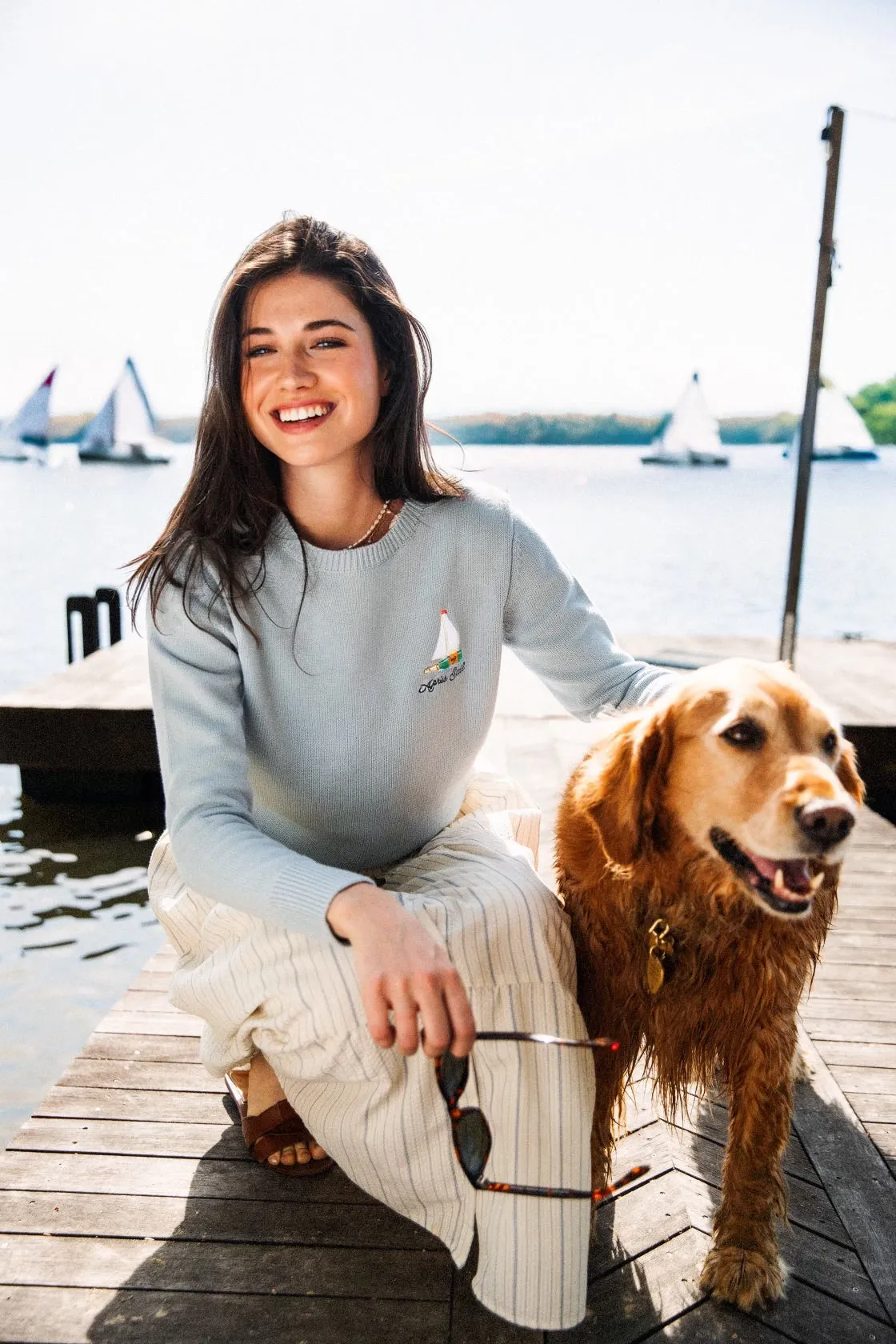 Après Sail Embroidered Sweater-Light Blue