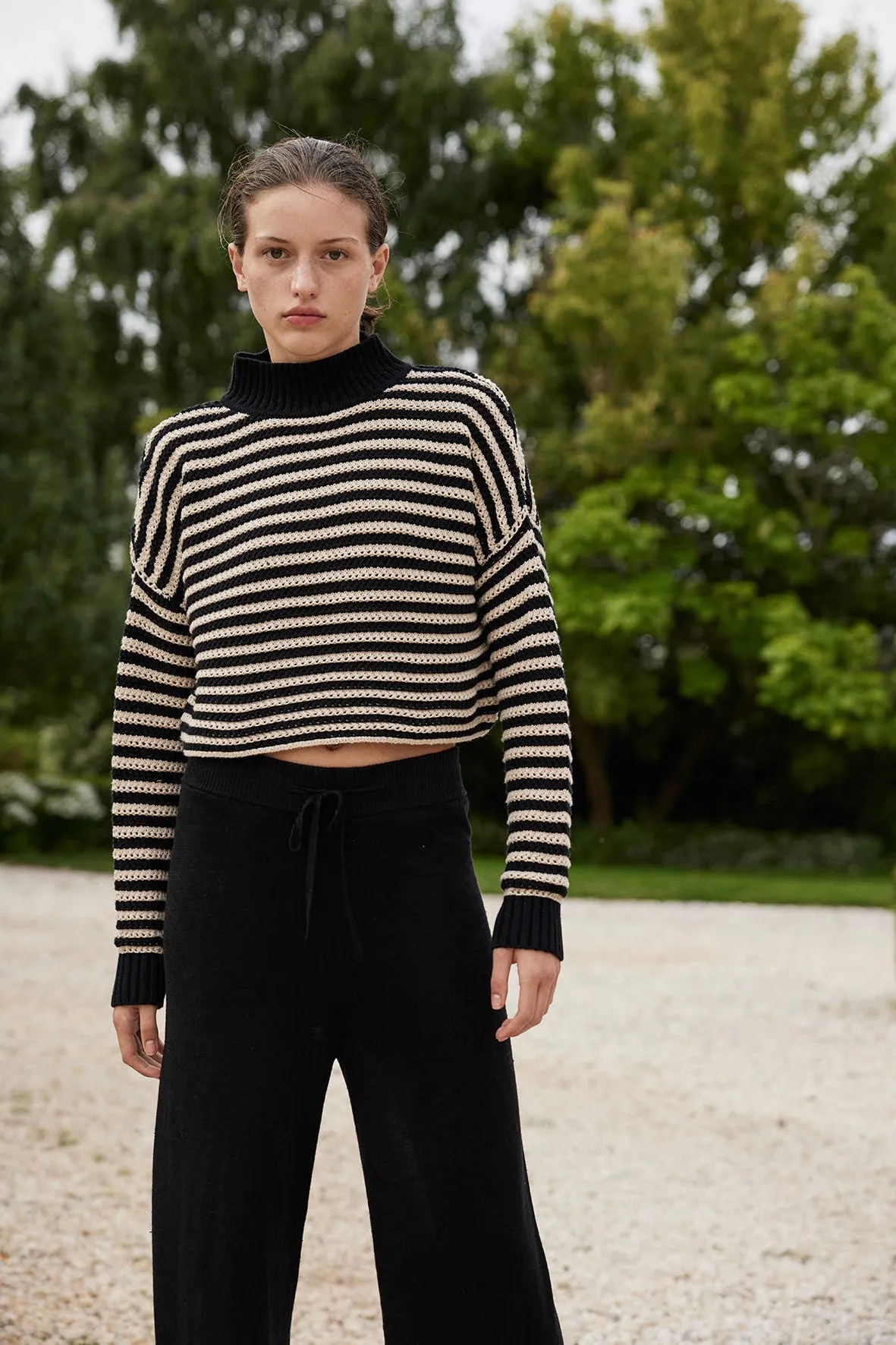ARCAA June Cropped Sweater - Sand & Black