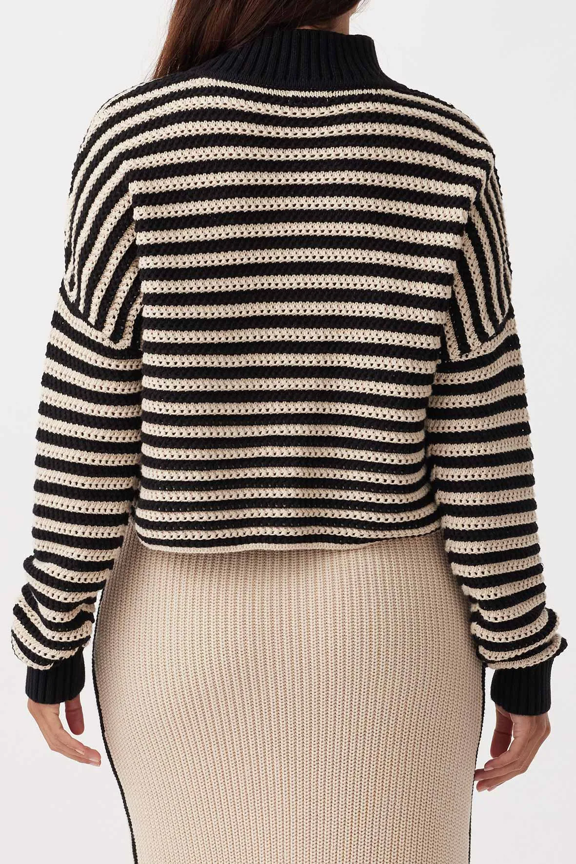 ARCAA June Cropped Sweater - Sand & Black