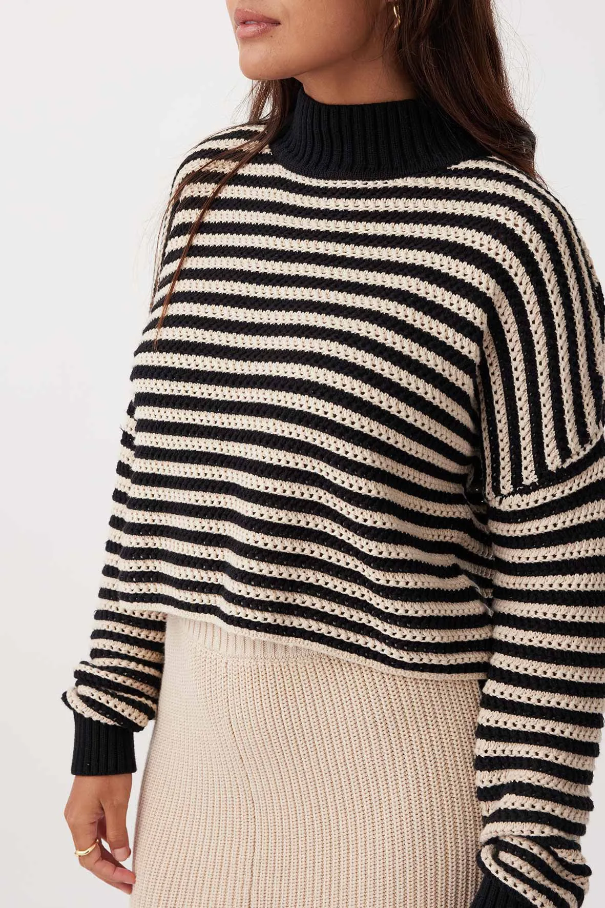 ARCAA June Cropped Sweater - Sand & Black