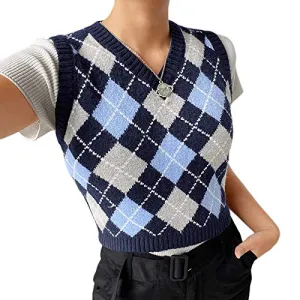 Argyle Plaid Knitted Sweater Vest