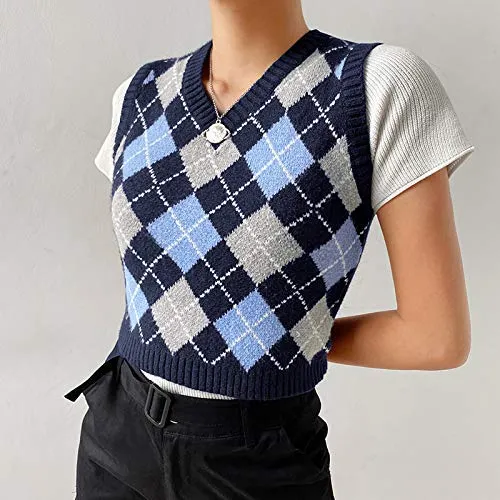 Argyle Plaid Knitted Sweater Vest