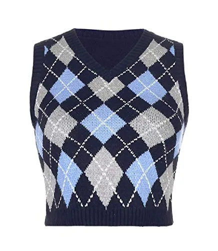 Argyle Plaid Knitted Sweater Vest