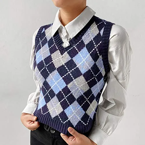 Argyle Plaid Knitted Sweater Vest