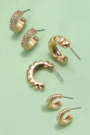 Arly Texture Hoop Earring Trio