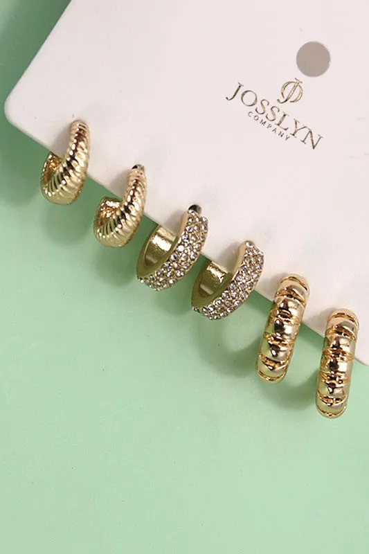 Arly Texture Hoop Earring Trio