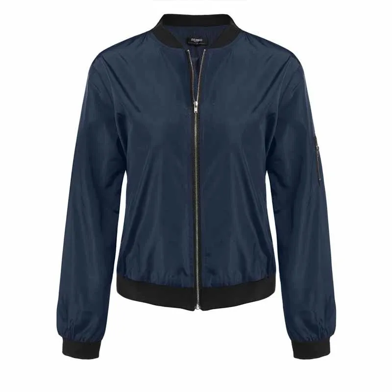 Army Green Bomber Jacket Women Basic Coats Celeb Bombers Stand Collar Zip Up Short Black Coat Jackets