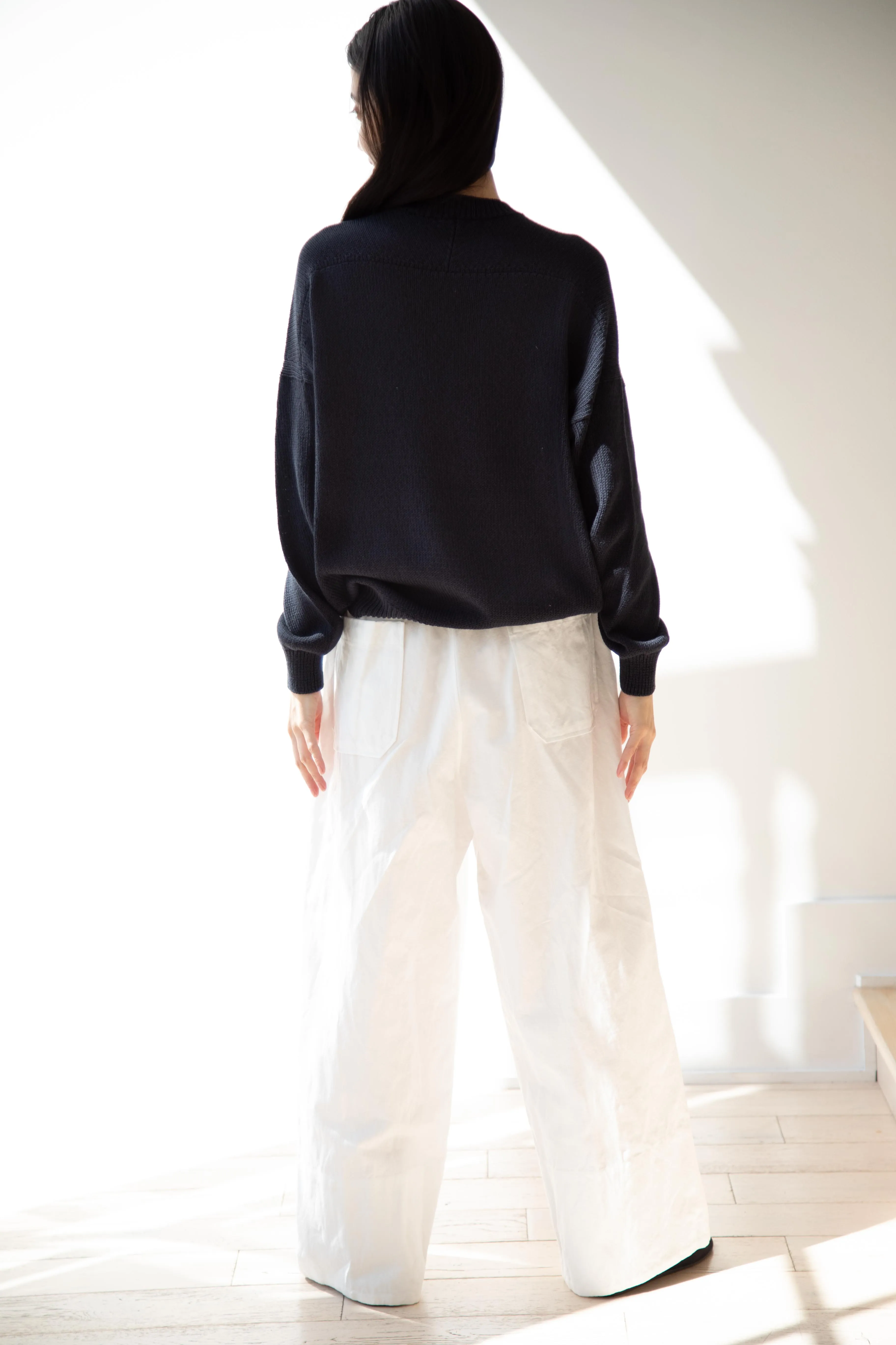 Arts & Science | Back Line Sweater in Dark Navy Cotton Silk