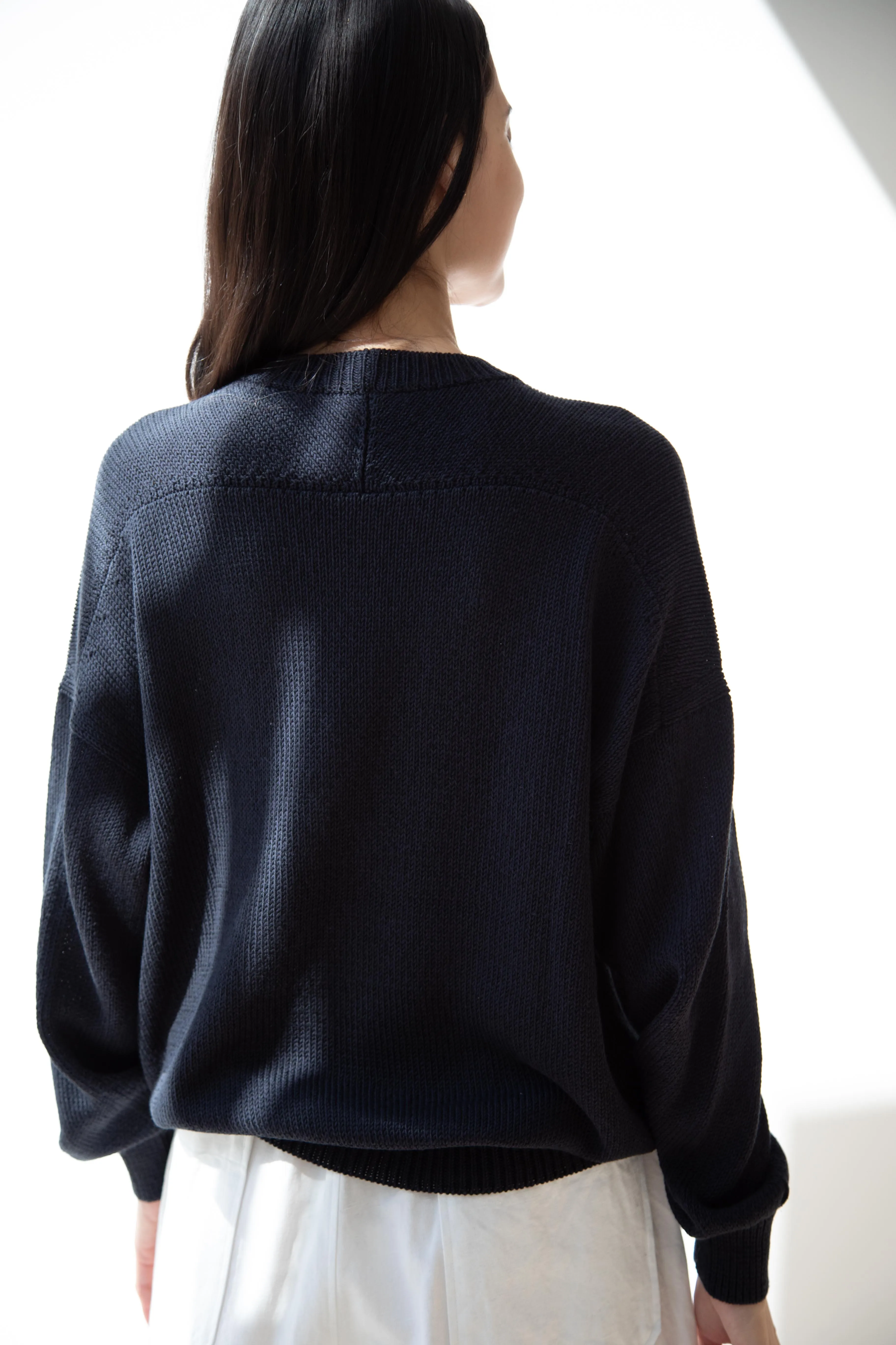 Arts & Science | Back Line Sweater in Dark Navy Cotton Silk