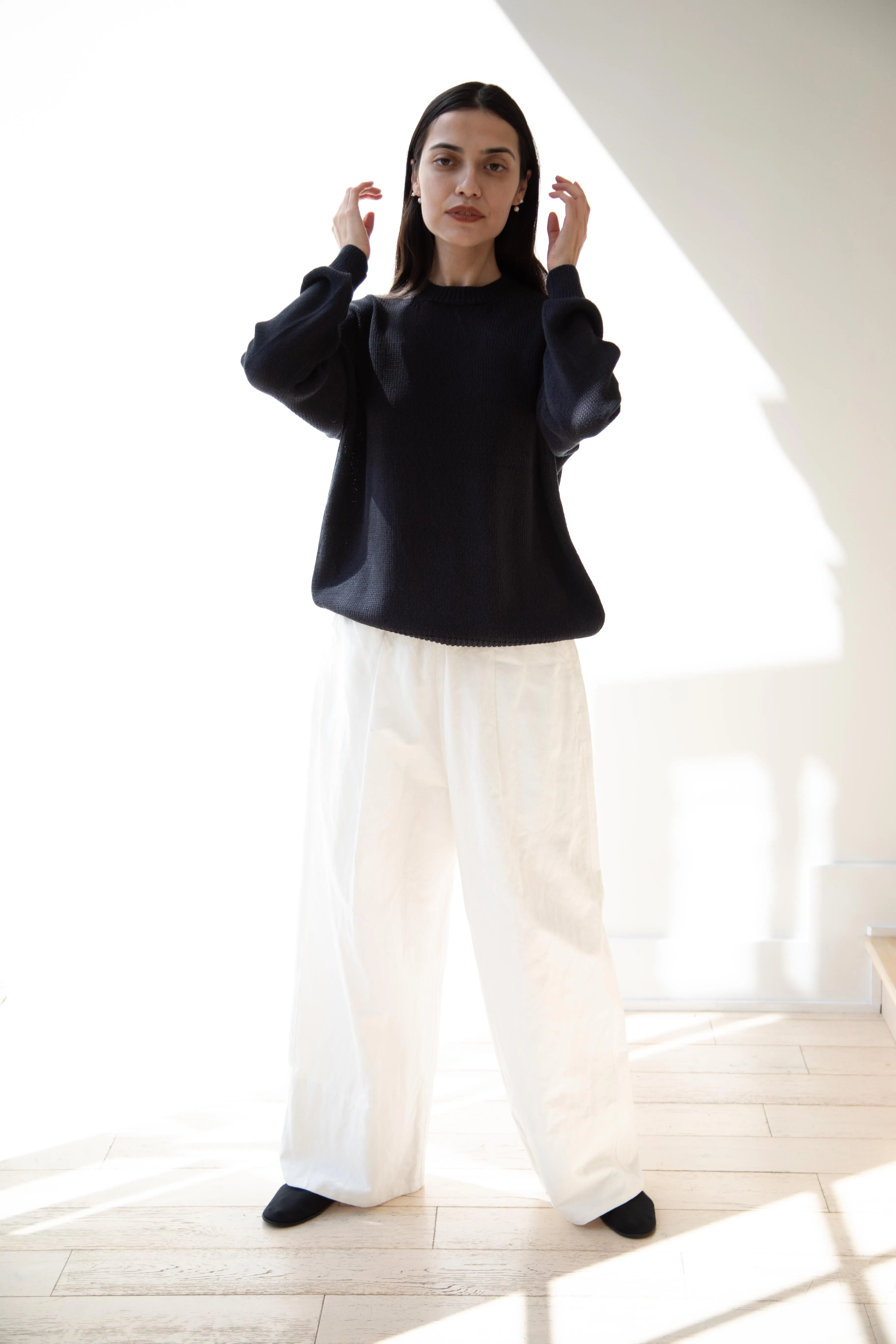 Arts & Science | Back Line Sweater in Dark Navy Cotton Silk