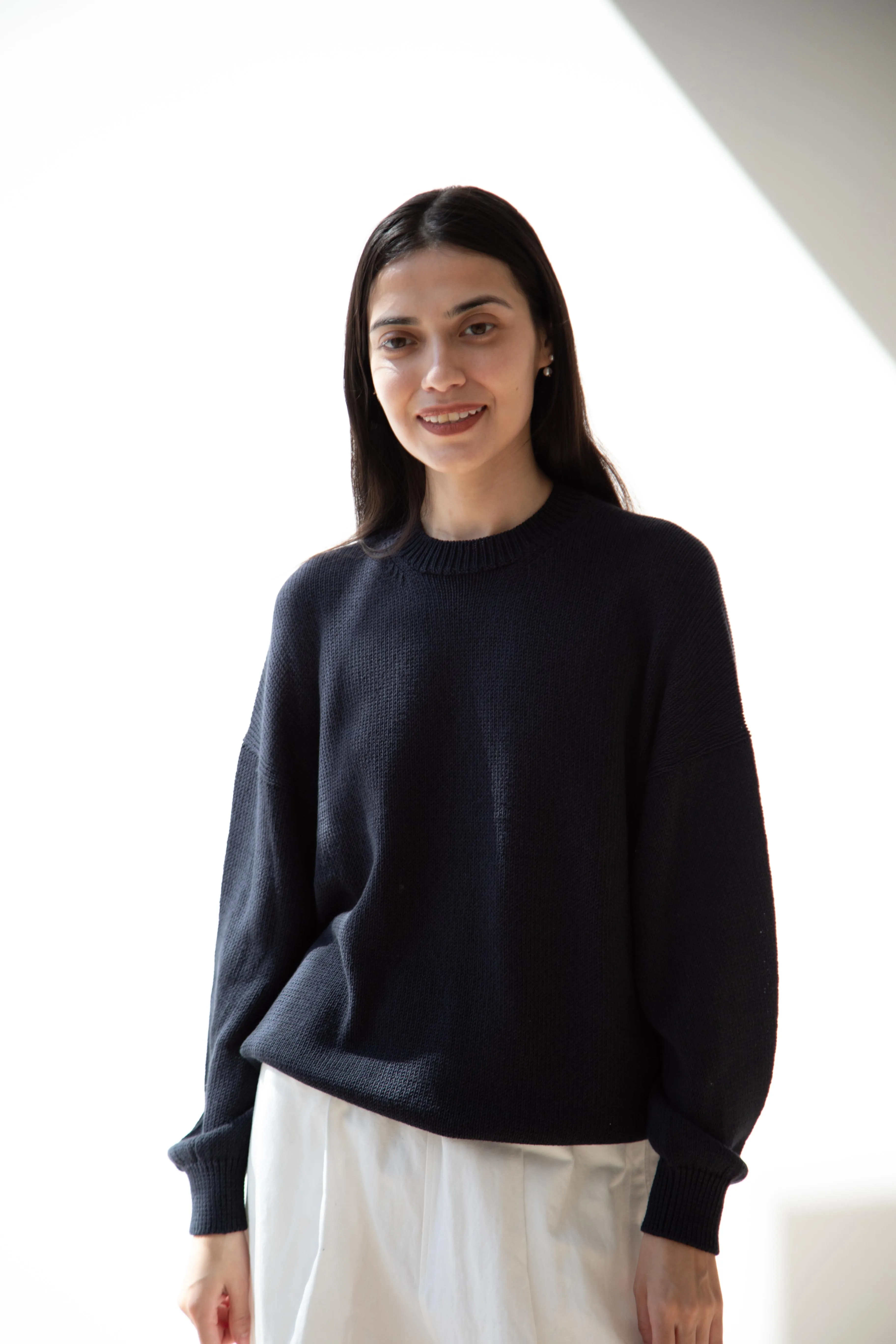 Arts & Science | Back Line Sweater in Dark Navy Cotton Silk