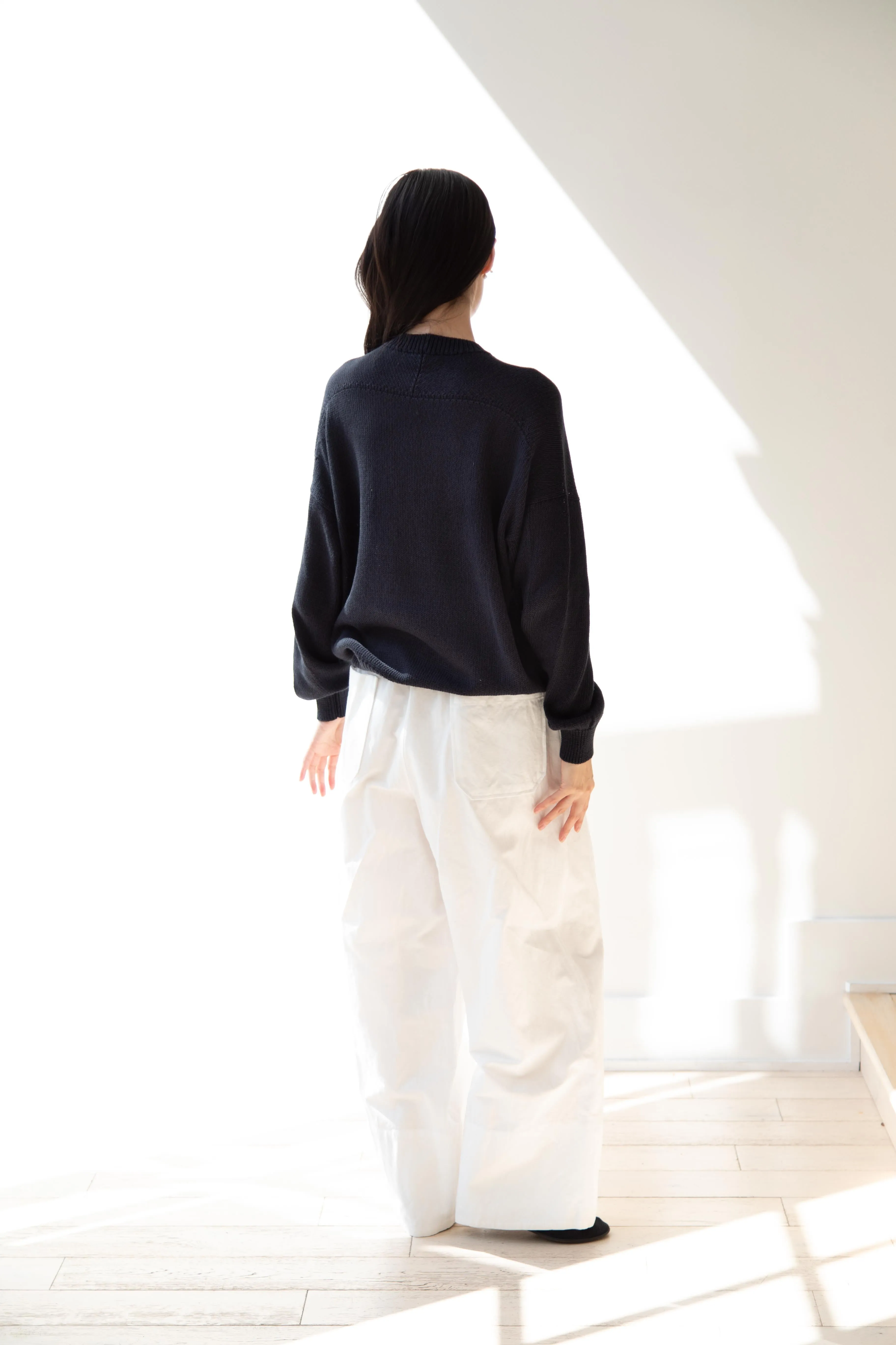 Arts & Science | Back Line Sweater in Dark Navy Cotton Silk