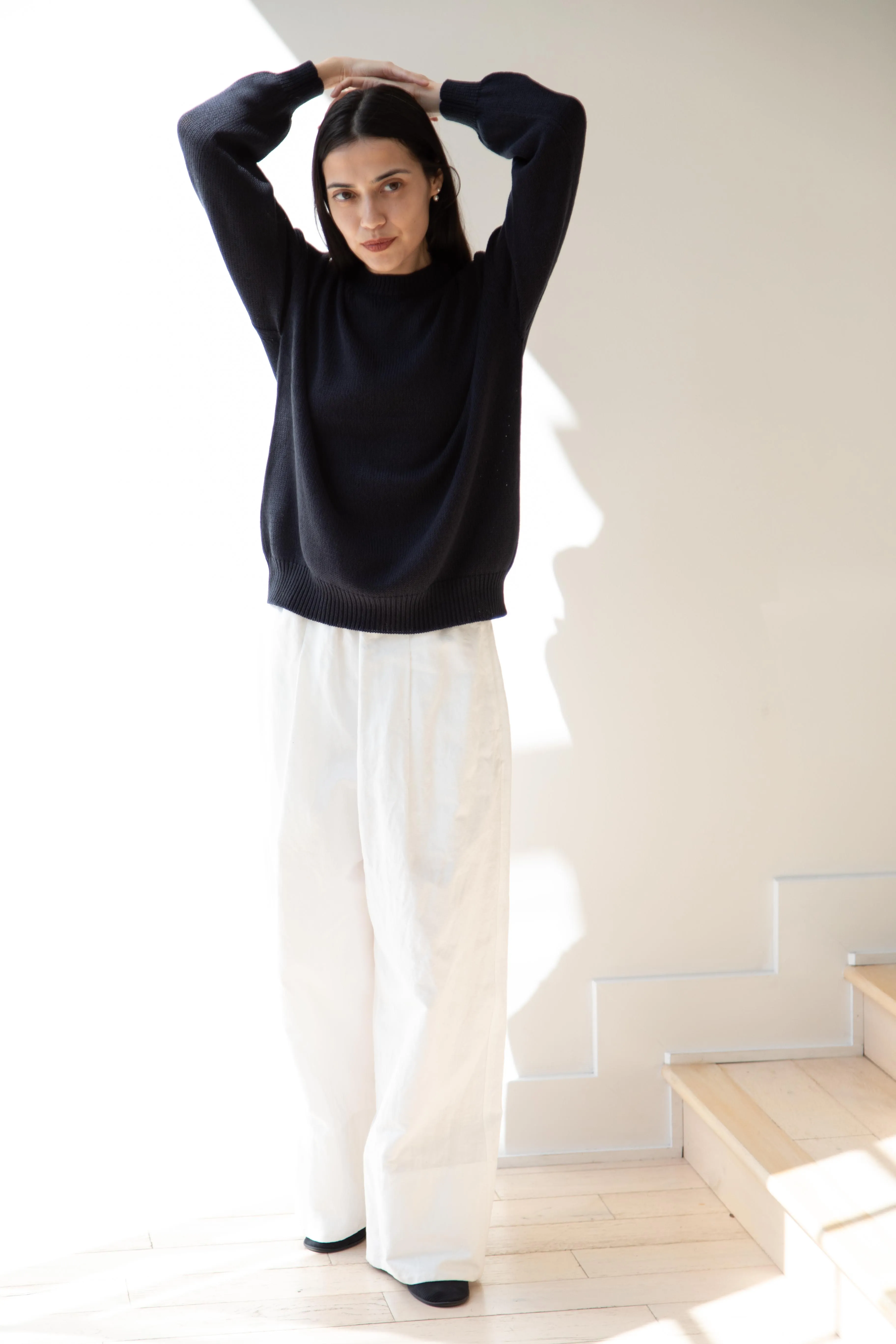 Arts & Science | Back Line Sweater in Dark Navy Cotton Silk