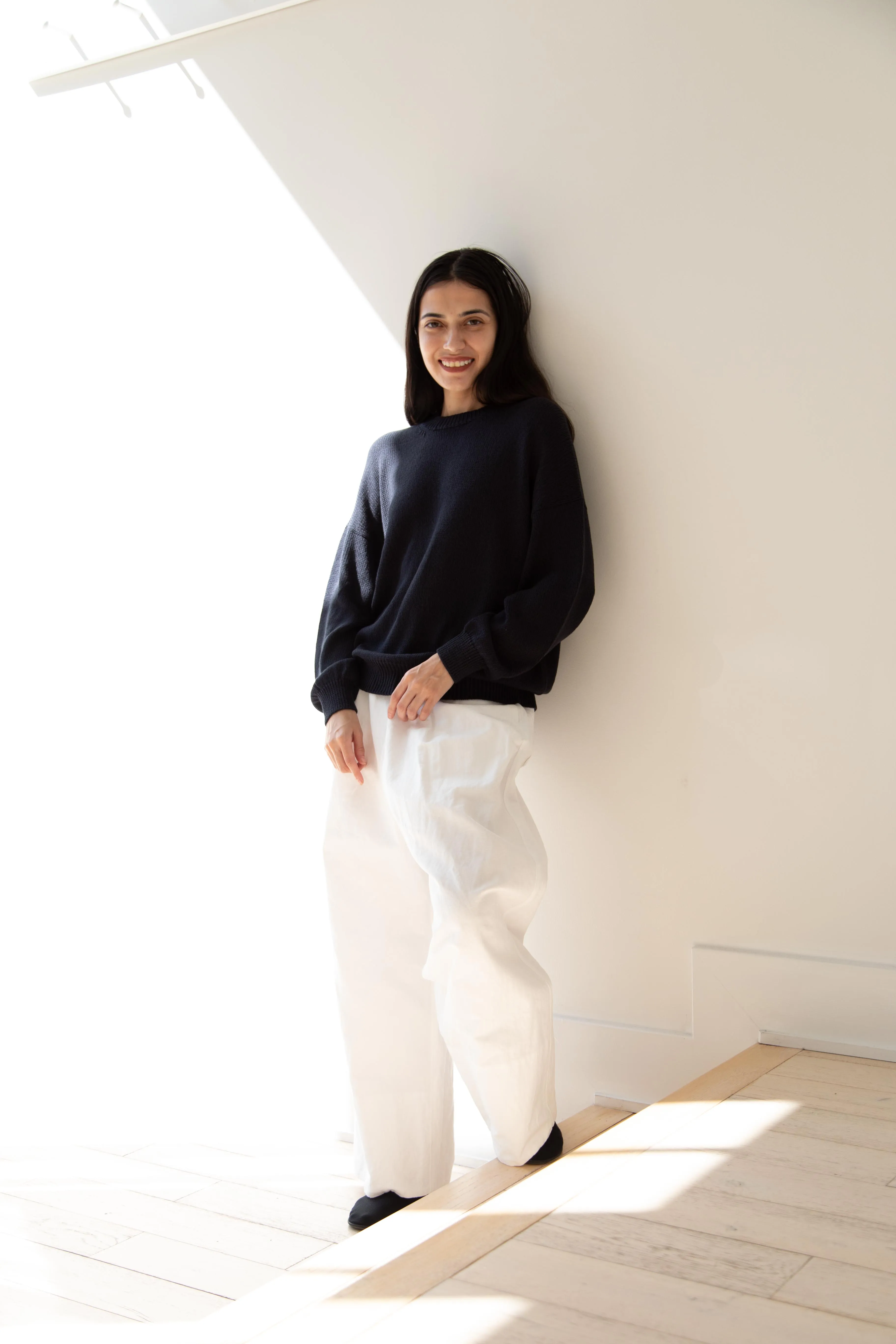 Arts & Science | Back Line Sweater in Dark Navy Cotton Silk