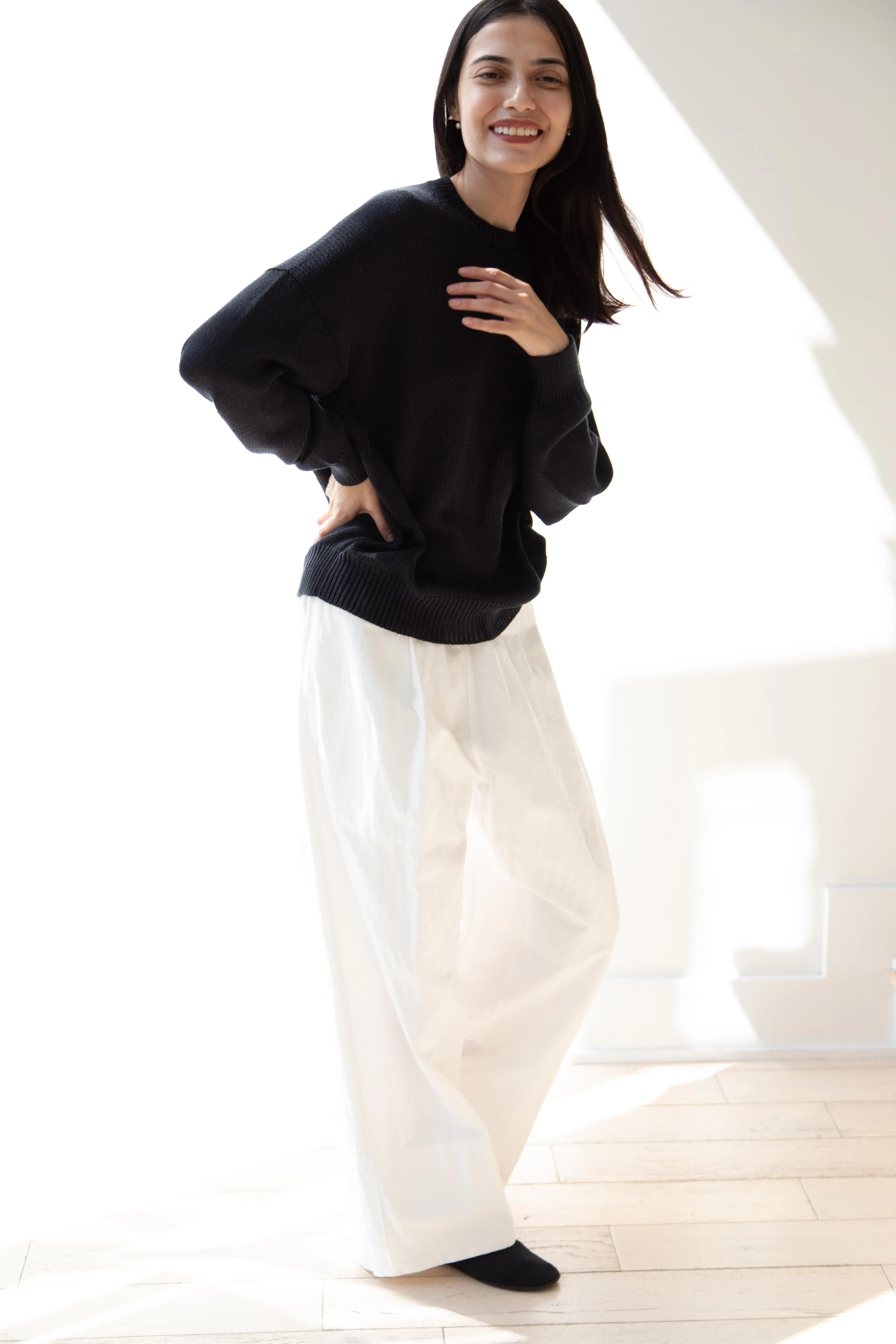 Arts & Science | Back Line Sweater in Dark Navy Cotton Silk