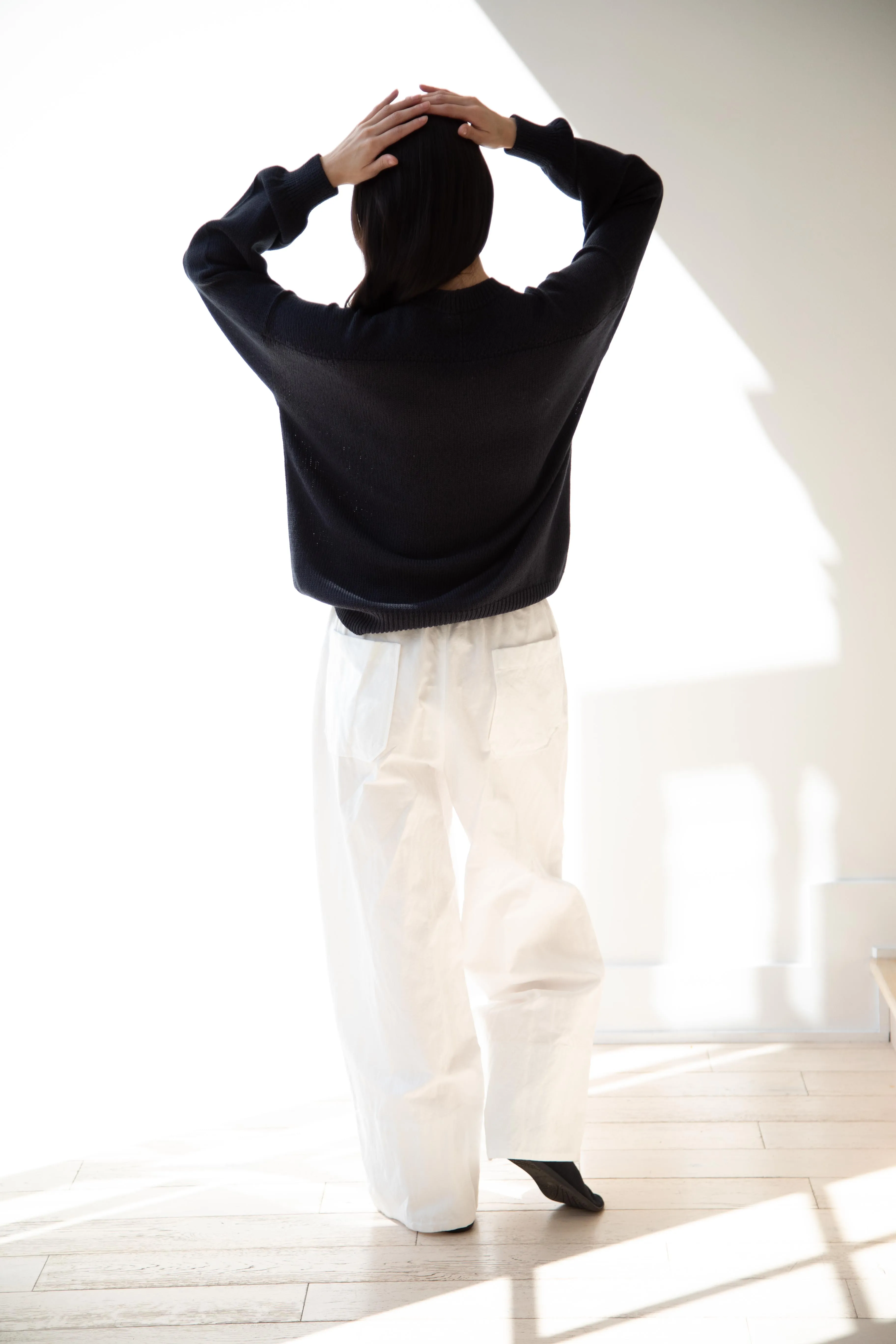 Arts & Science | Back Line Sweater in Dark Navy Cotton Silk