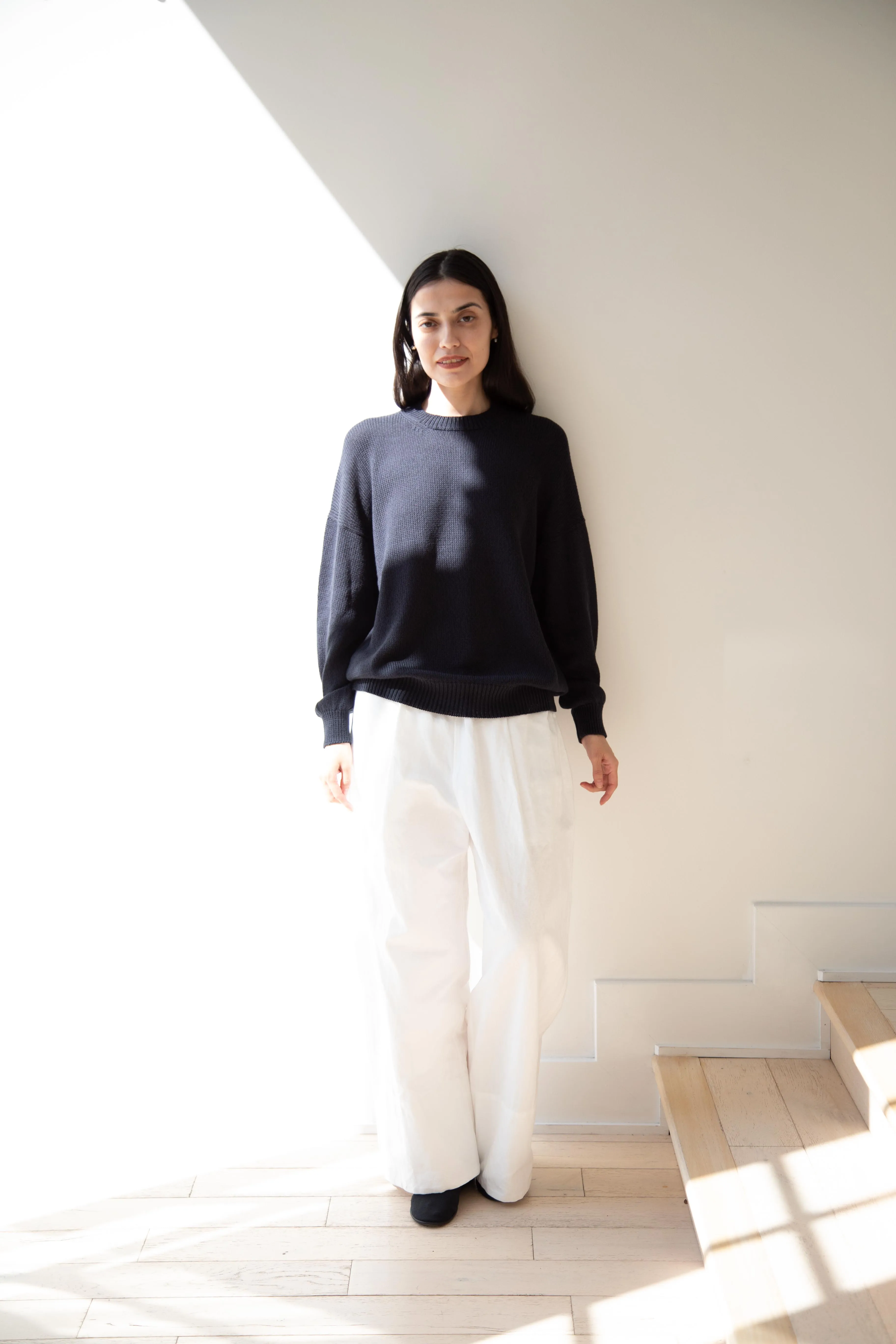 Arts & Science | Back Line Sweater in Dark Navy Cotton Silk