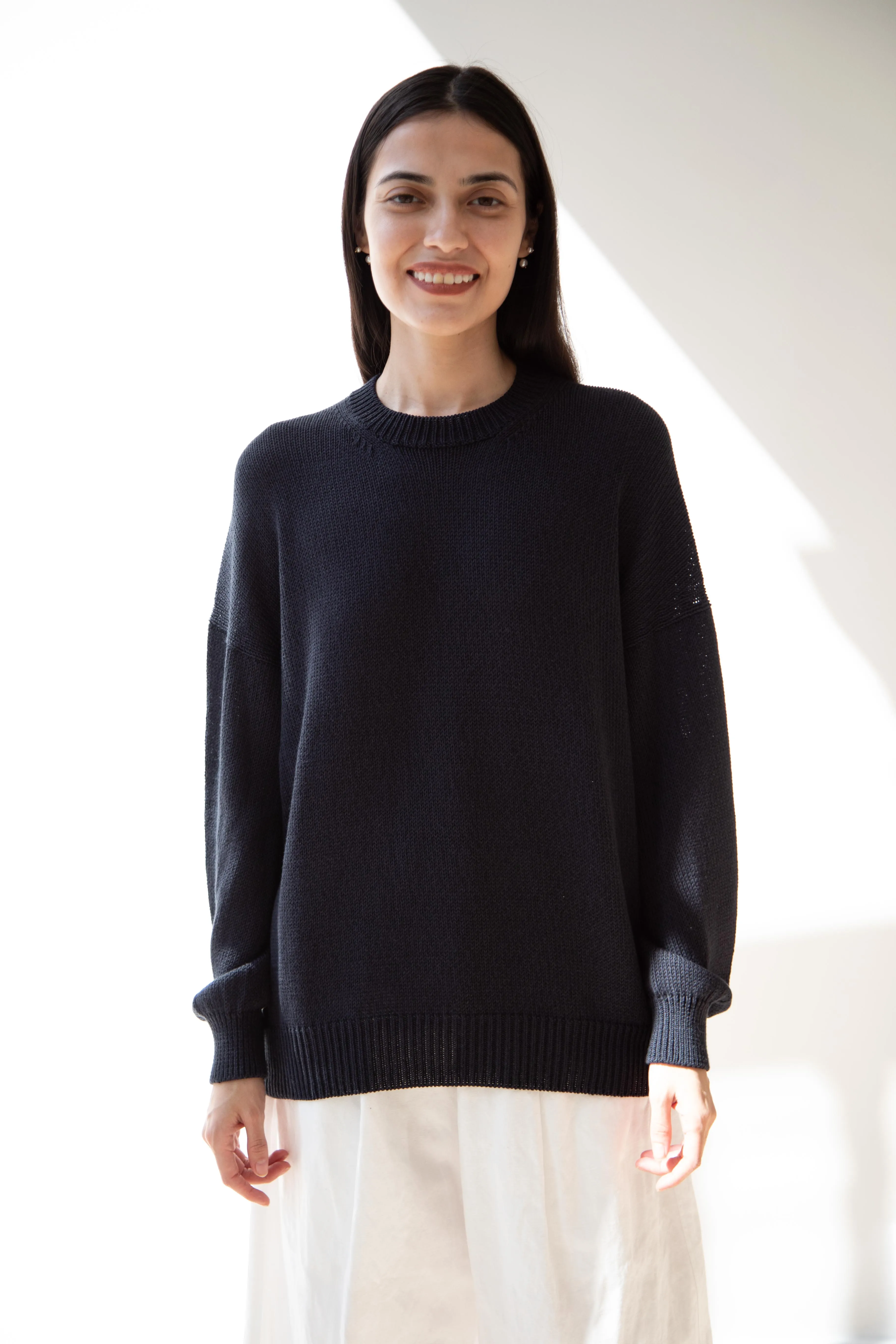 Arts & Science | Back Line Sweater in Dark Navy Cotton Silk