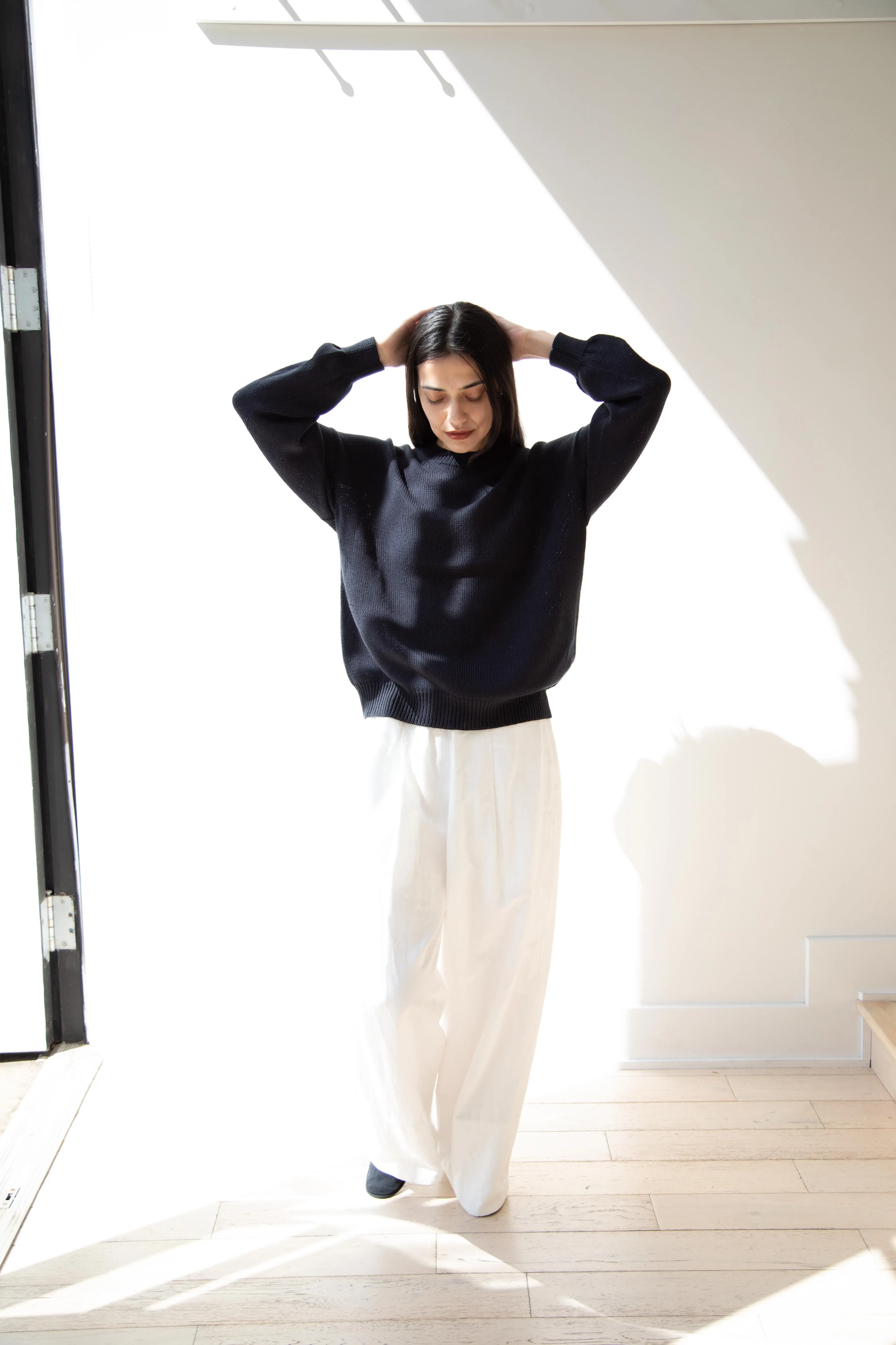 Arts & Science | Back Line Sweater in Dark Navy Cotton Silk