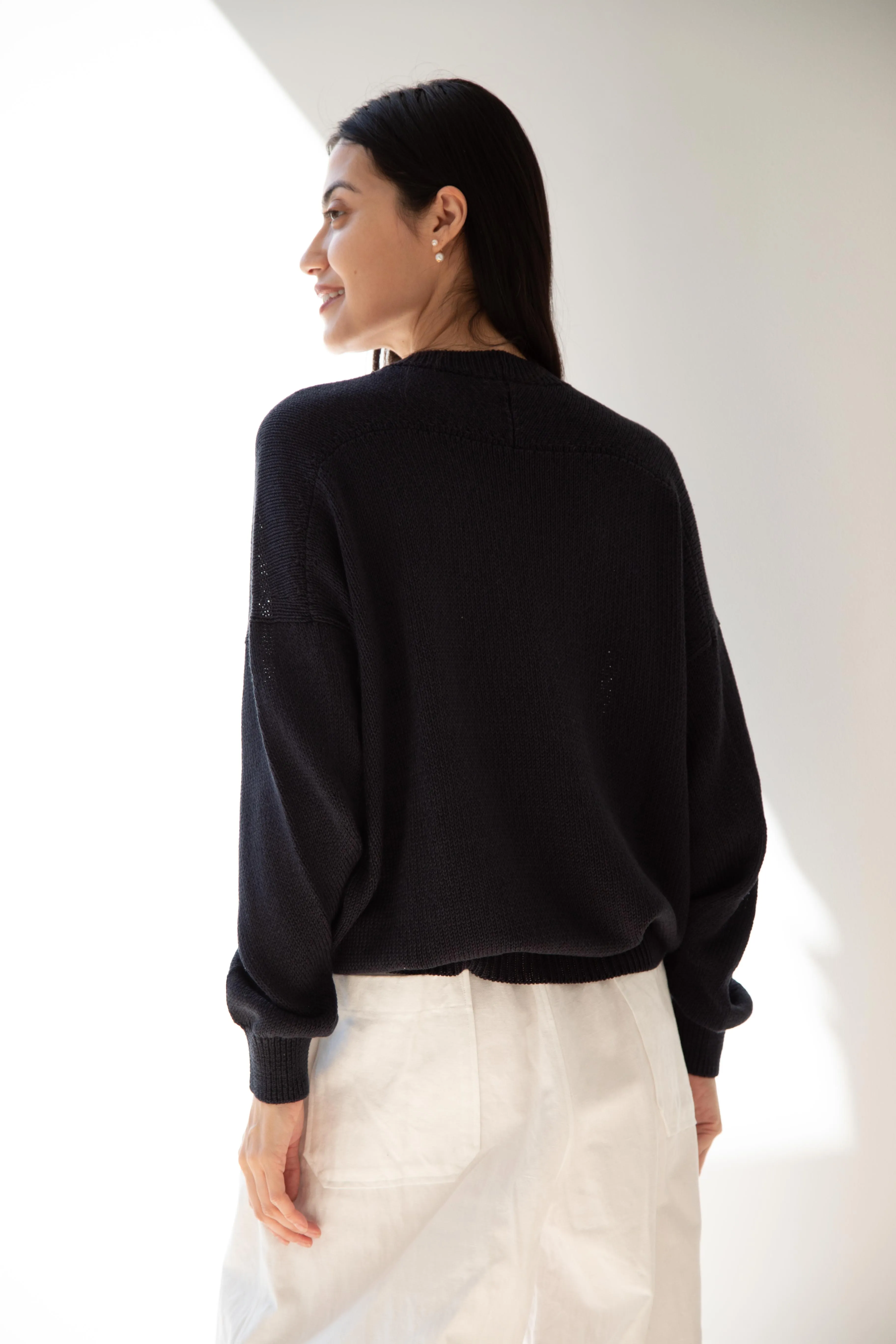 Arts & Science | Back Line Sweater in Dark Navy Cotton Silk