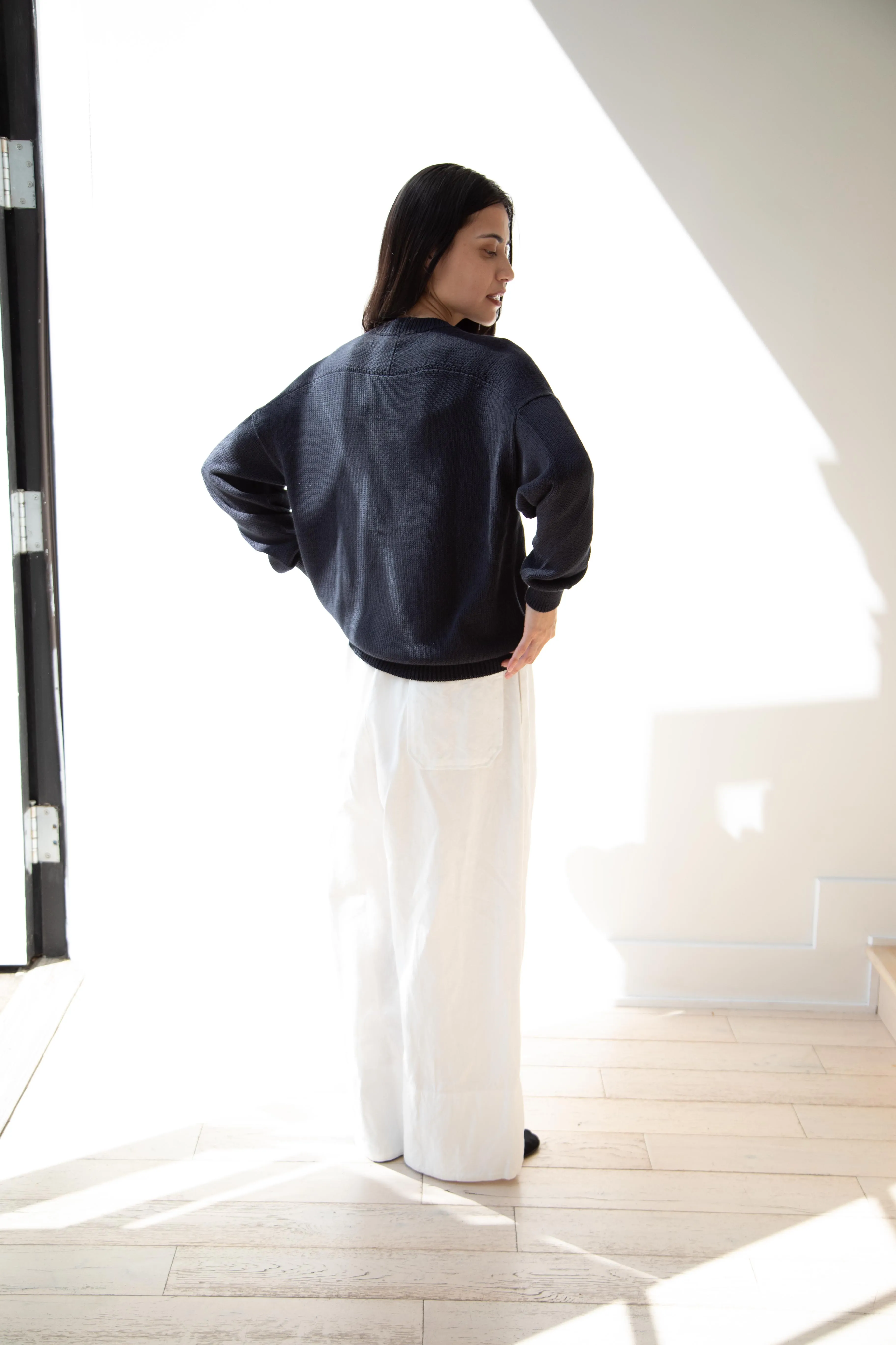 Arts & Science | Back Line Sweater in Dark Navy Cotton Silk