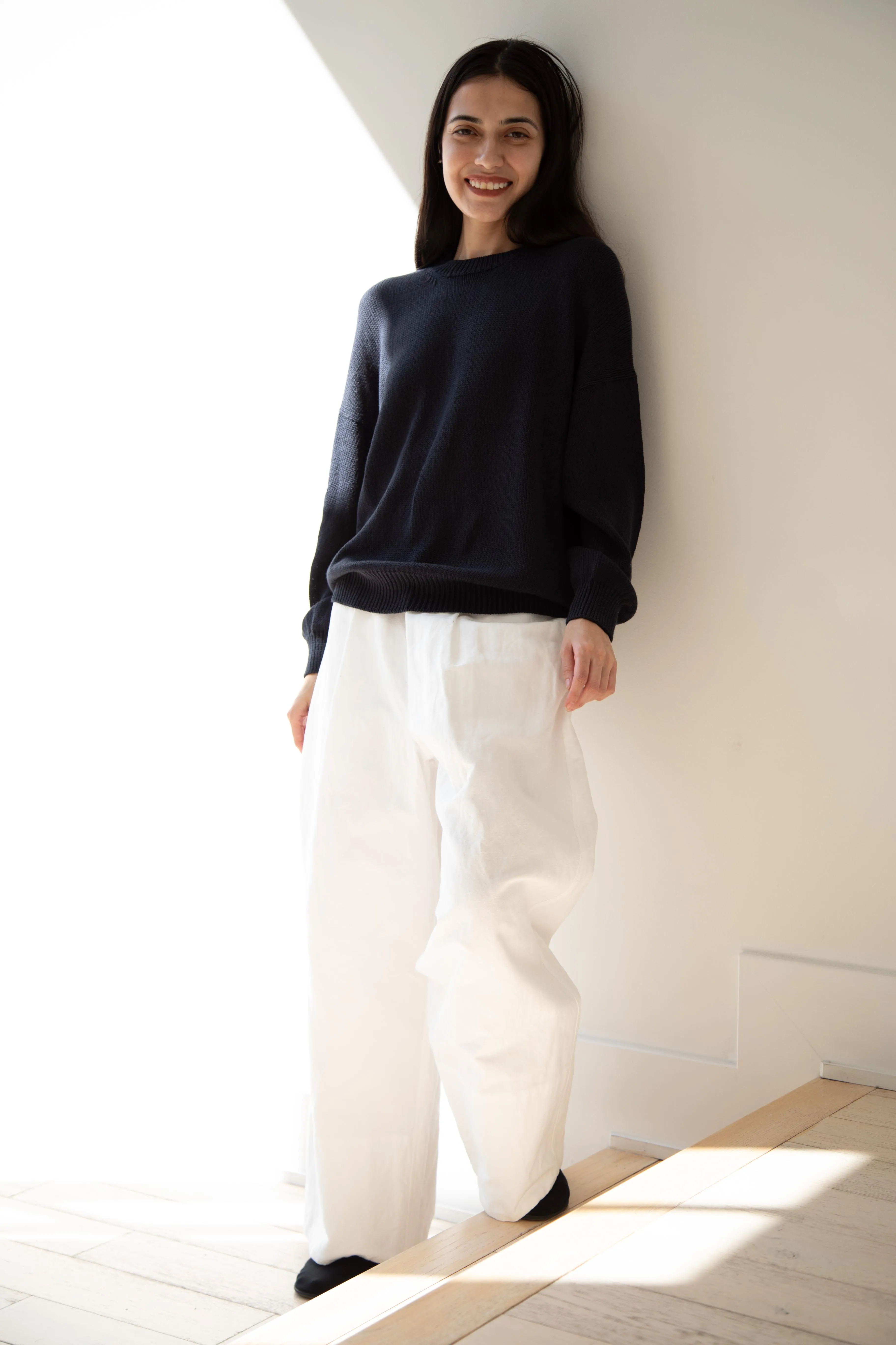 Arts & Science | Back Line Sweater in Dark Navy Cotton Silk