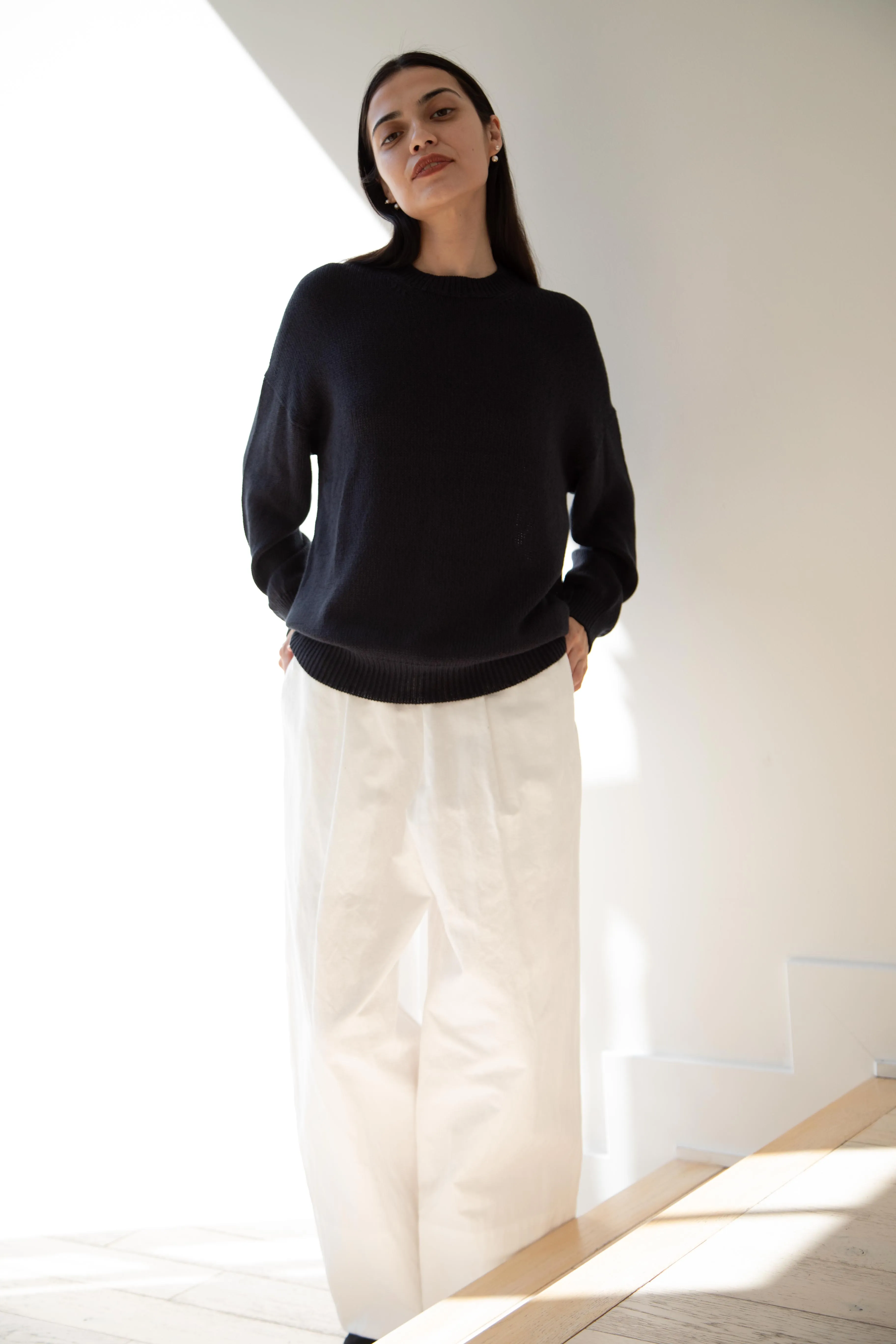 Arts & Science | Back Line Sweater in Dark Navy Cotton Silk