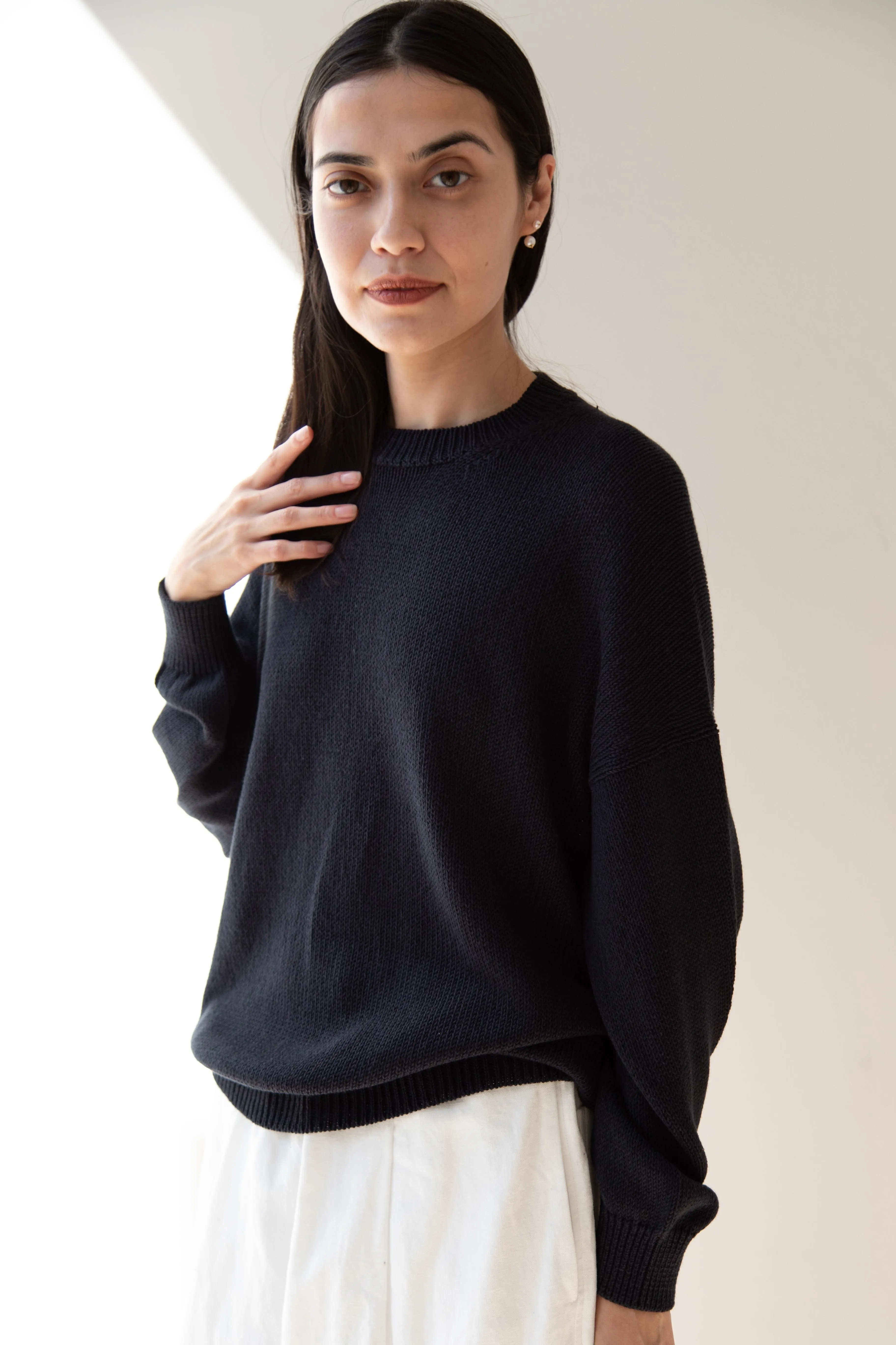 Arts & Science | Back Line Sweater in Dark Navy Cotton Silk