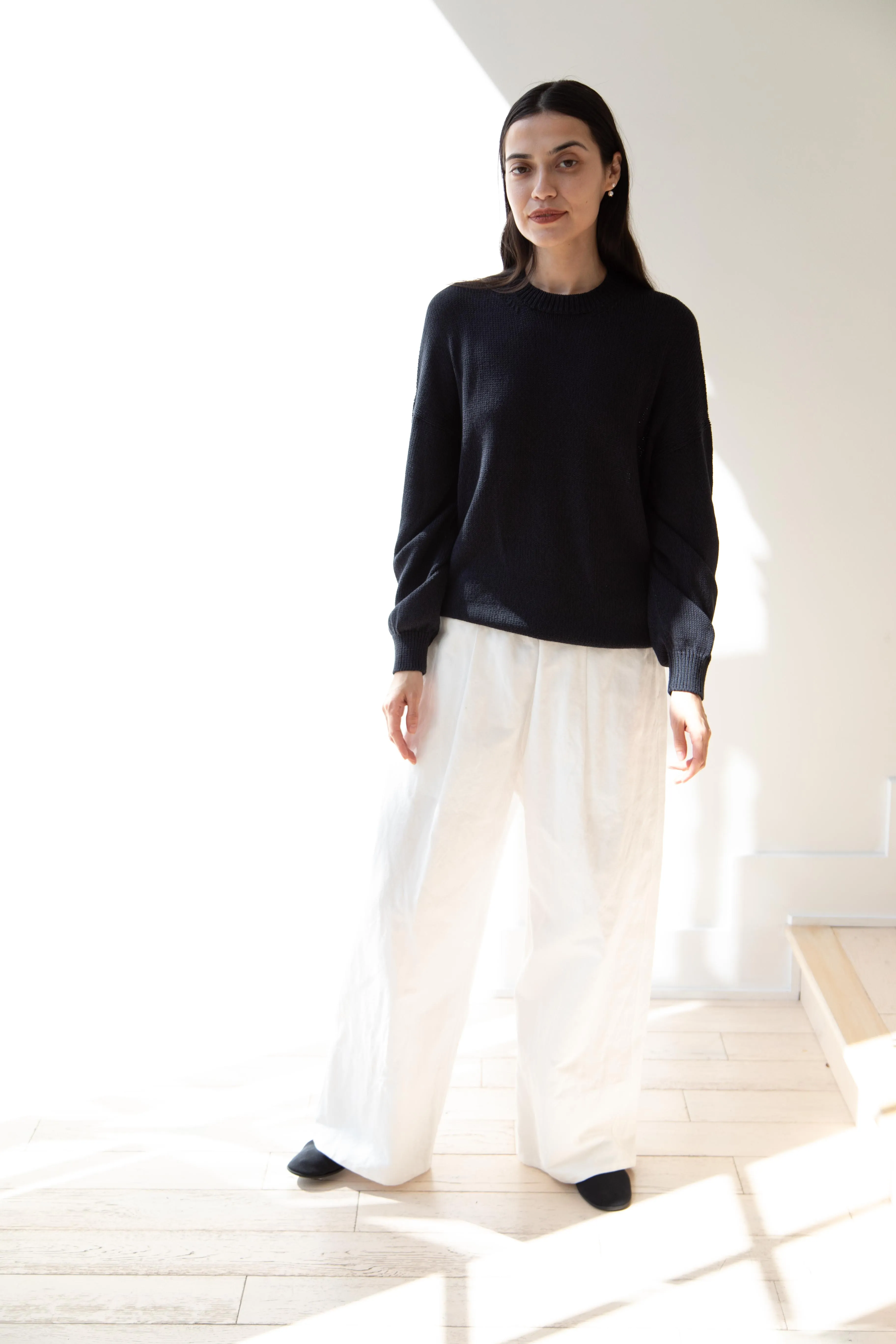 Arts & Science | Back Line Sweater in Dark Navy Cotton Silk