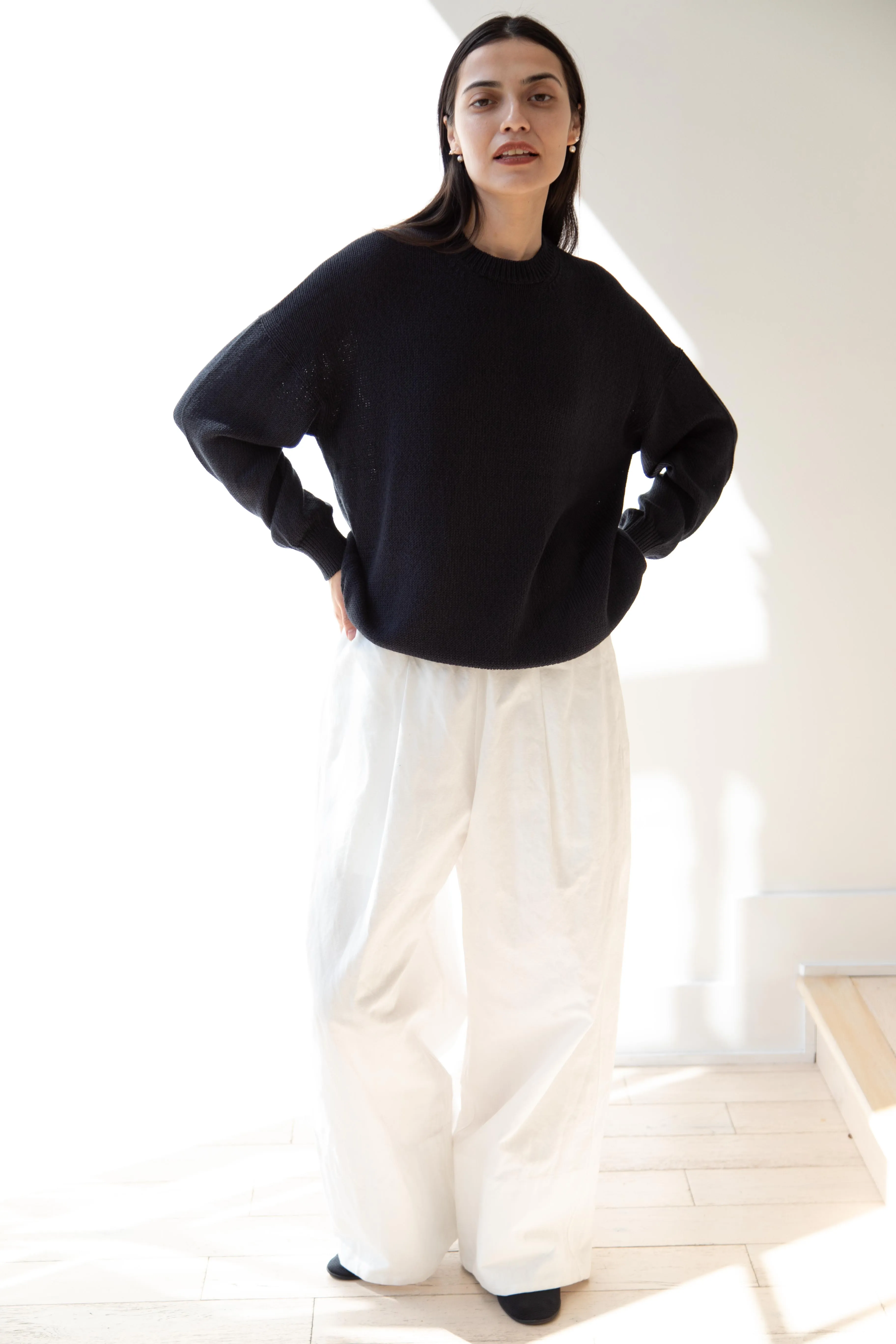 Arts & Science | Back Line Sweater in Dark Navy Cotton Silk