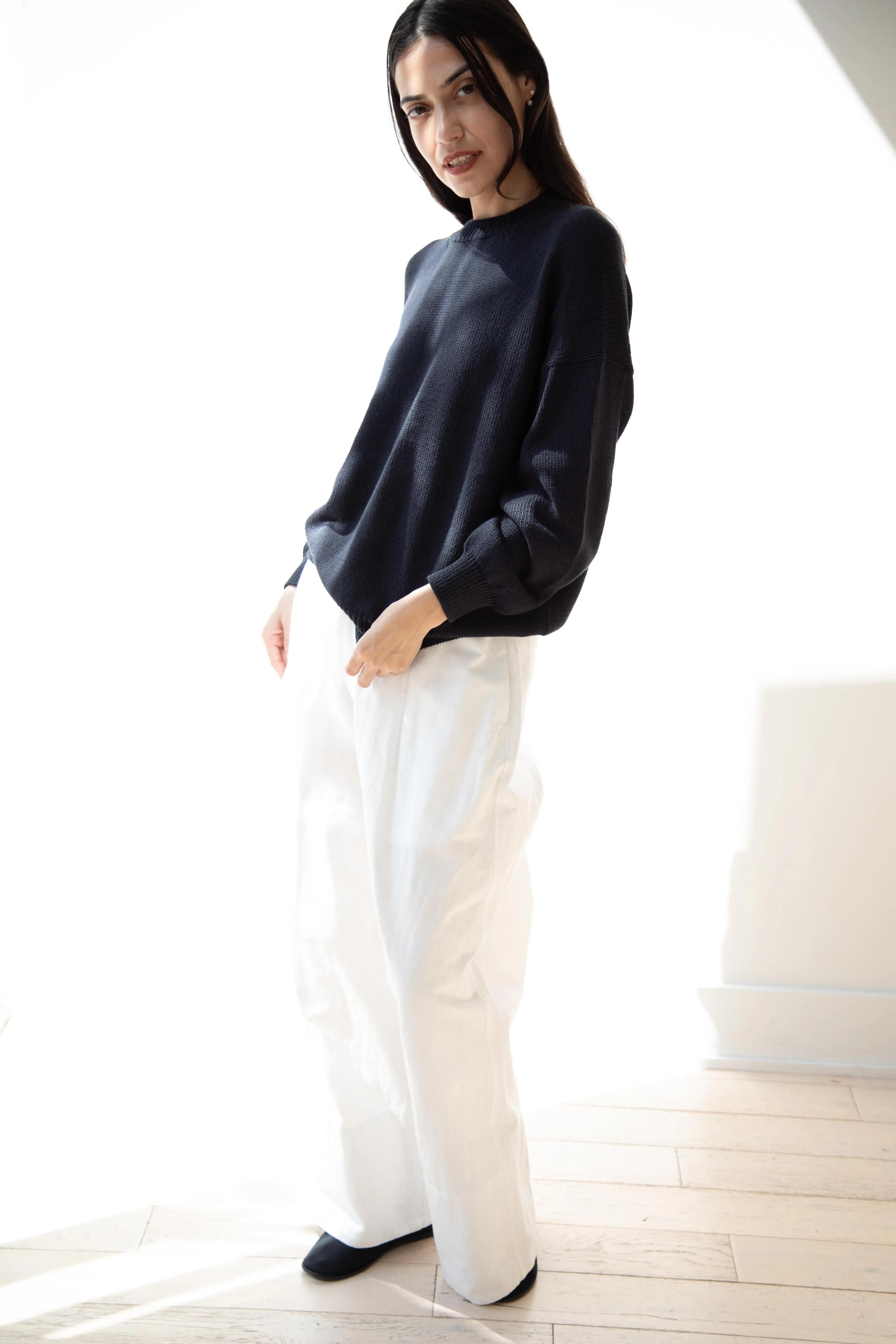Arts & Science | Back Line Sweater in Dark Navy Cotton Silk