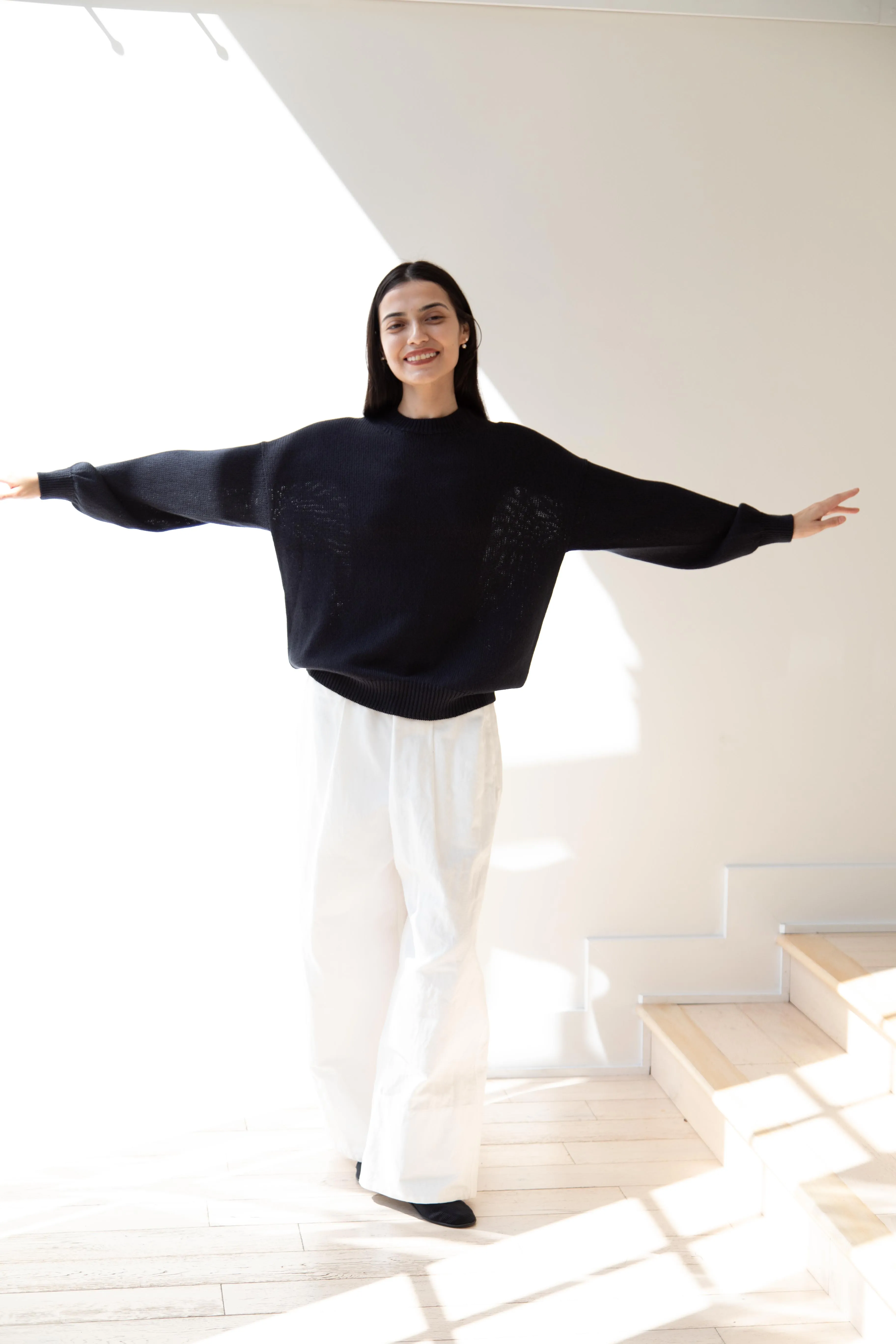 Arts & Science | Back Line Sweater in Dark Navy Cotton Silk
