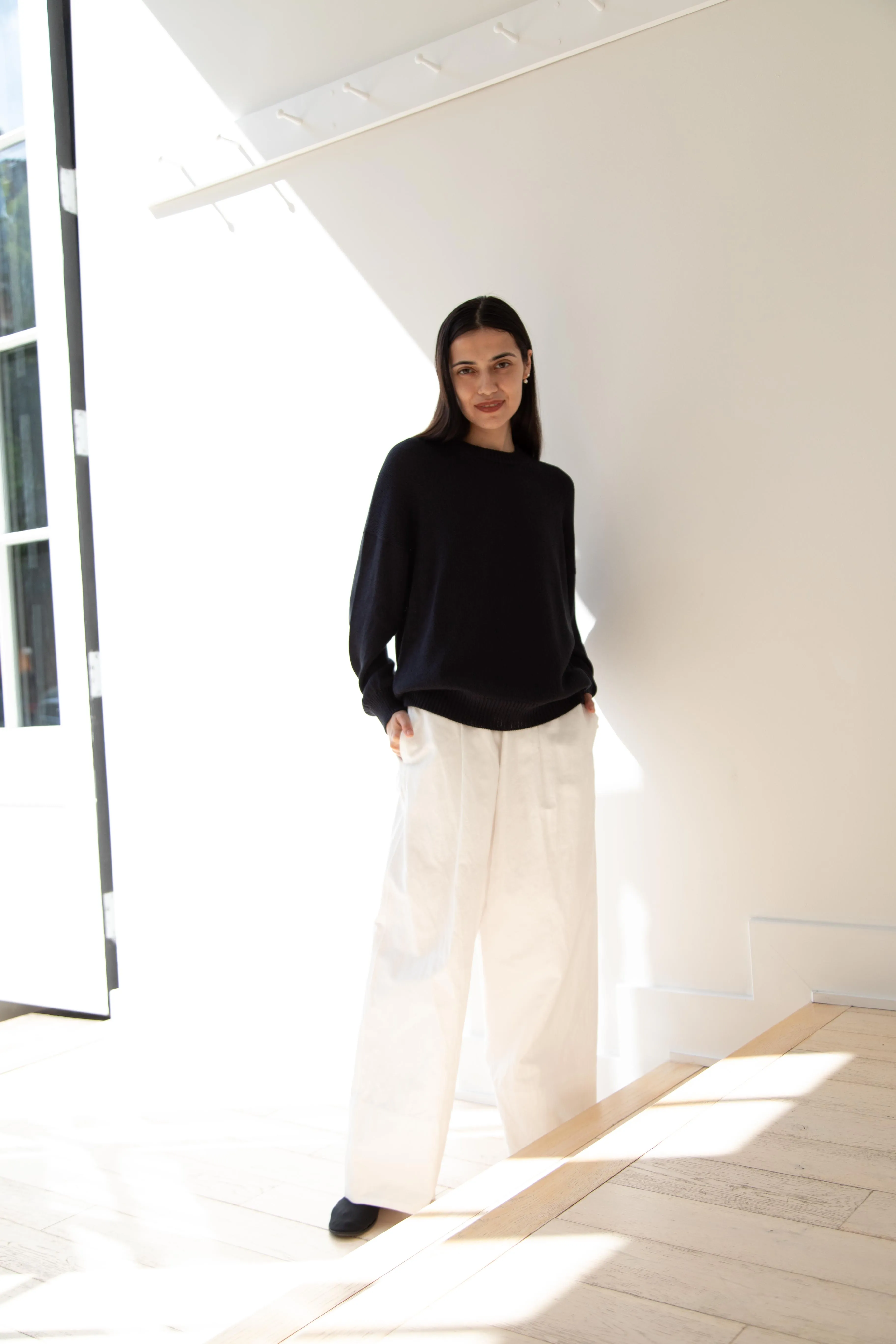 Arts & Science | Back Line Sweater in Dark Navy Cotton Silk