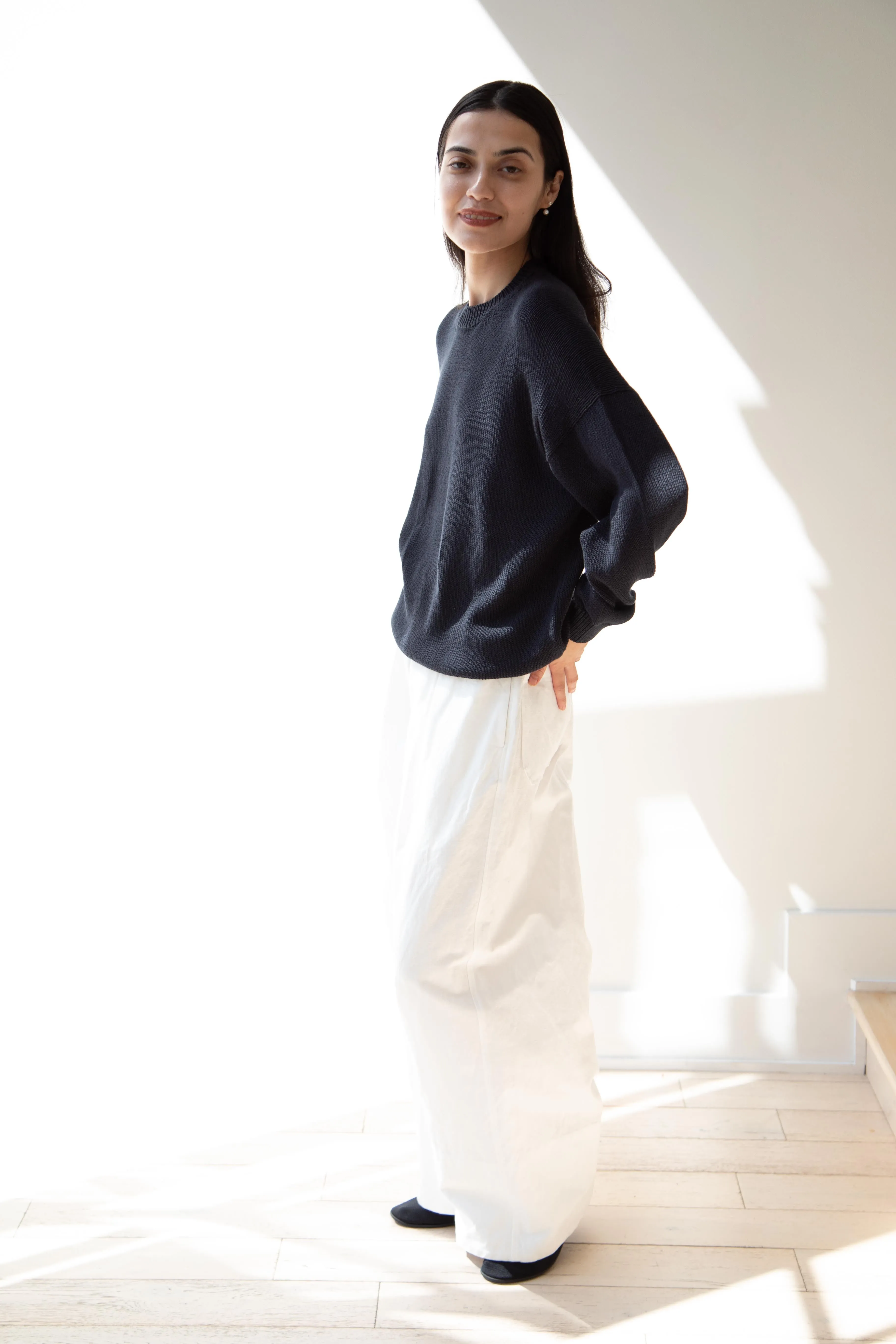 Arts & Science | Back Line Sweater in Dark Navy Cotton Silk