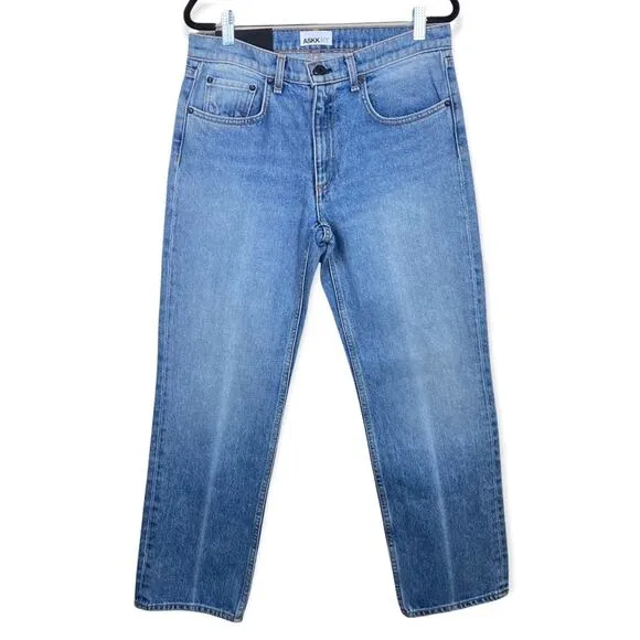 ASKK NY Cropped Straight Leg Jeans Light Wash 26