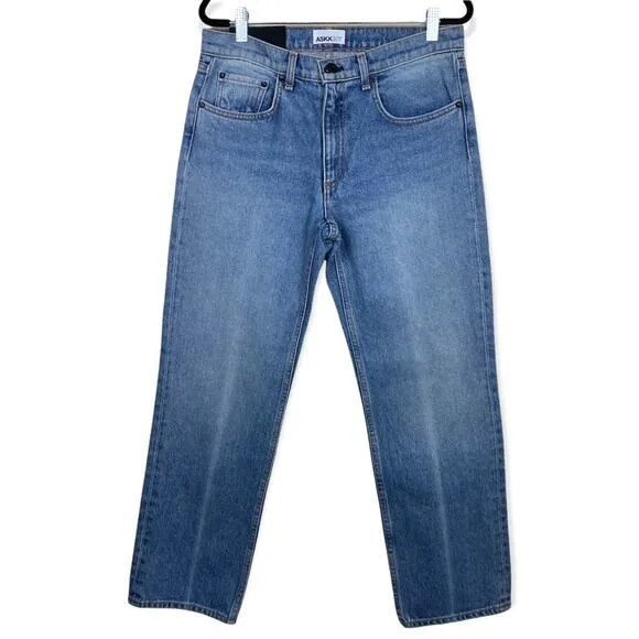 ASKK NY Cropped Straight Leg Jeans Light Wash 26