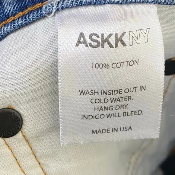ASKK NY Cropped Straight Leg Jeans Light Wash 26