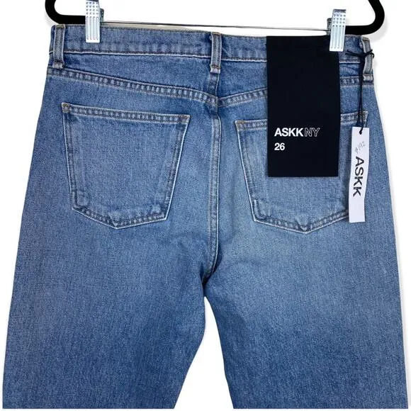 ASKK NY Cropped Straight Leg Jeans Light Wash 26